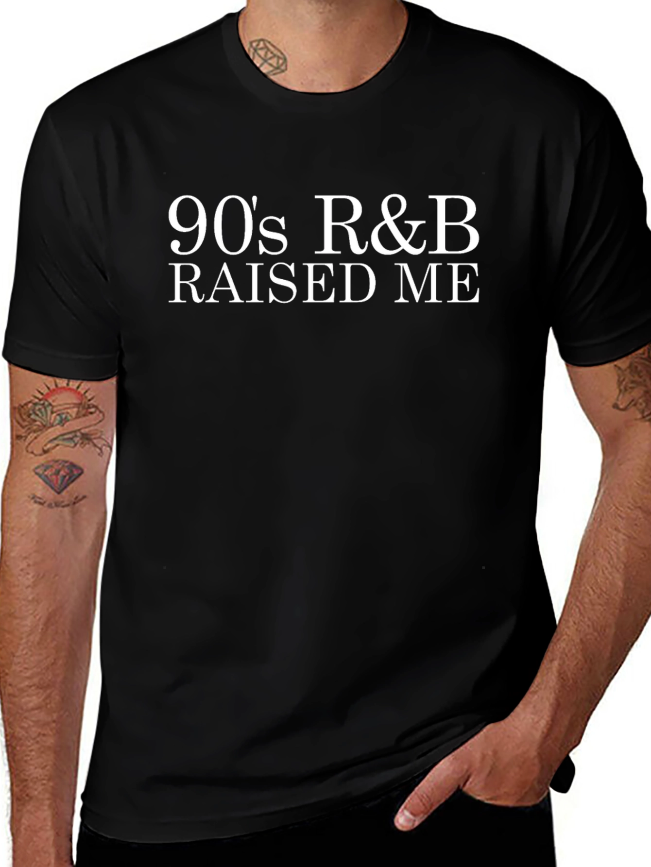 Camiseta Hombre Negra - 90s R&B Raised Me