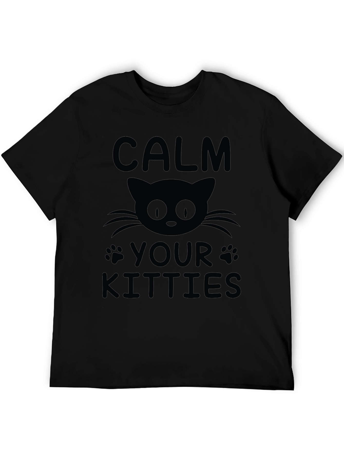 Camiseta Negra Calma Tus Gatitos para Hombre