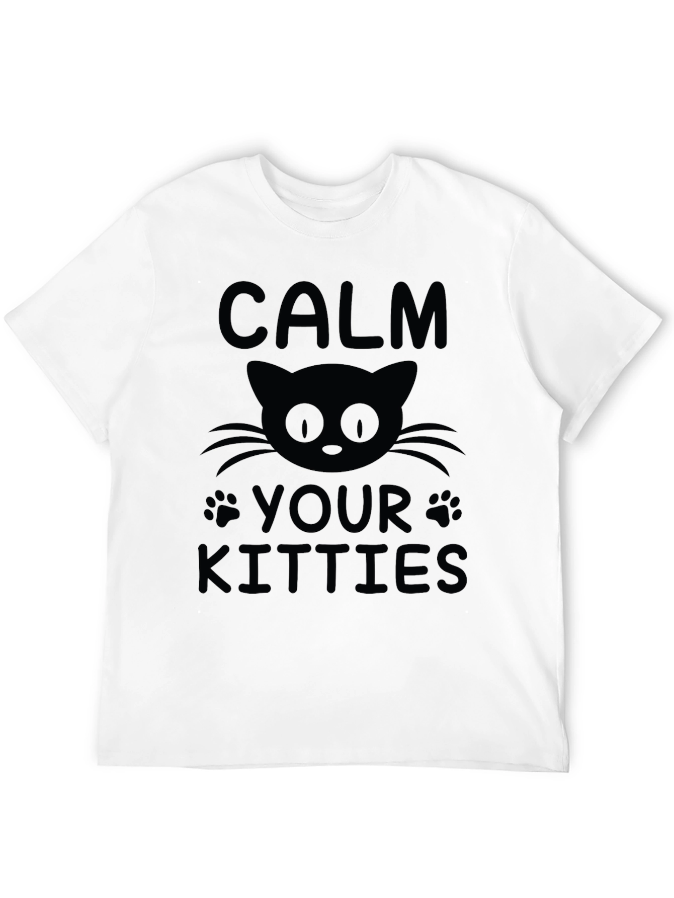 Camiseta Negra Calma Tus Gatitos para Hombre