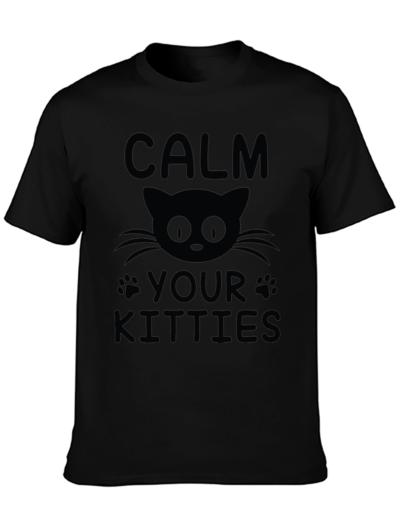 Camiseta Negra Calma Tus Gatitos para Hombre