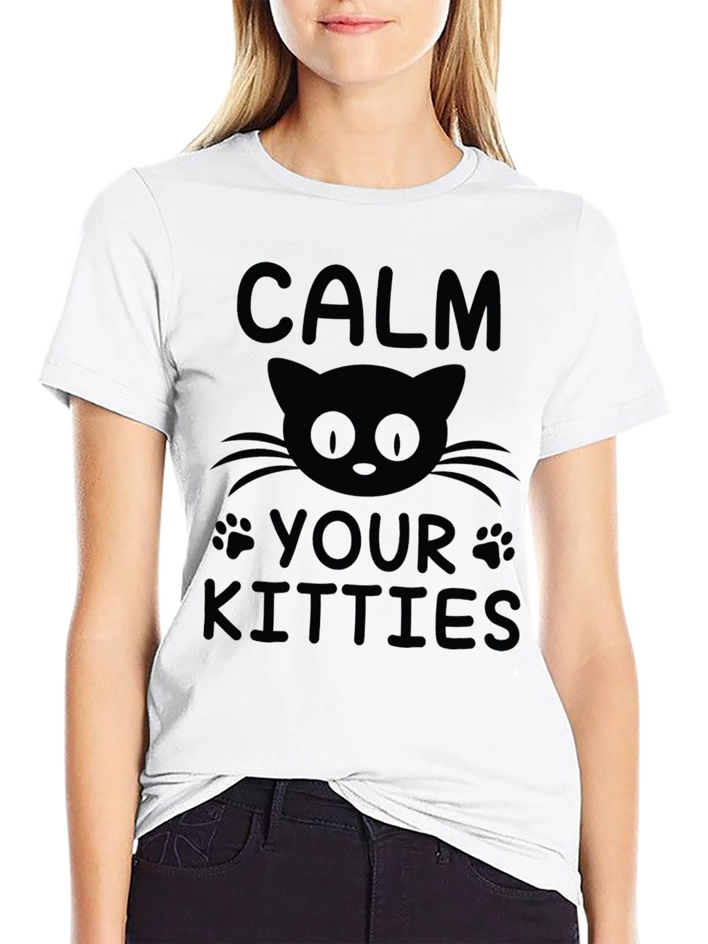 Camiseta Negra Calma Tus Gatitos para Hombre