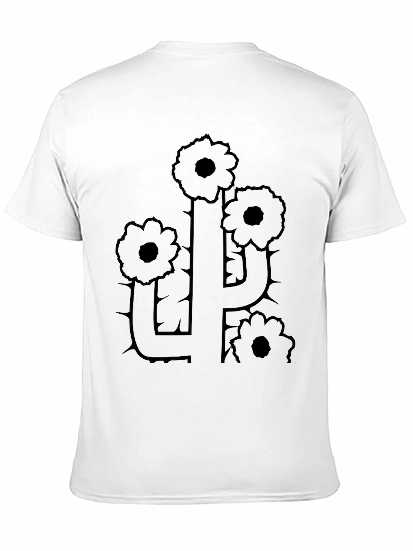 Camiseta Negra con Diseño de Cactus Floral