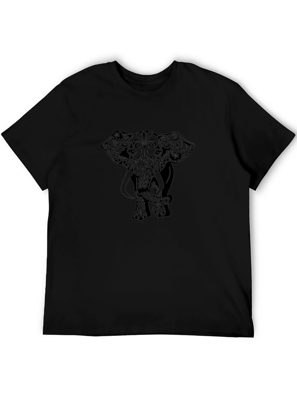Camiseta Negra con Diseño de Elefante Estilizado