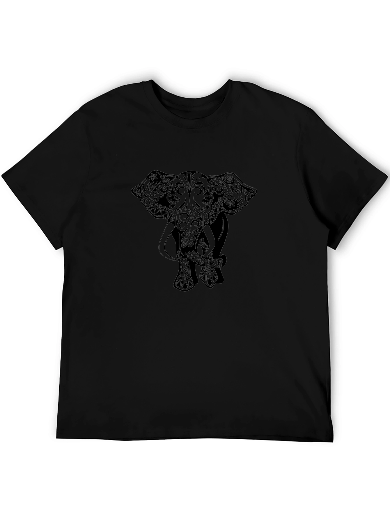 Camiseta Negra con Diseño de Elefante Estilizado