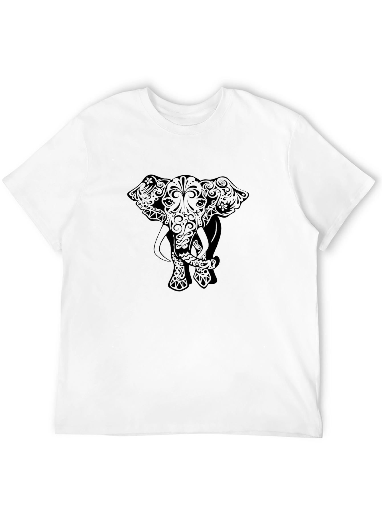 Camiseta Negra con Diseño de Elefante Estilizado