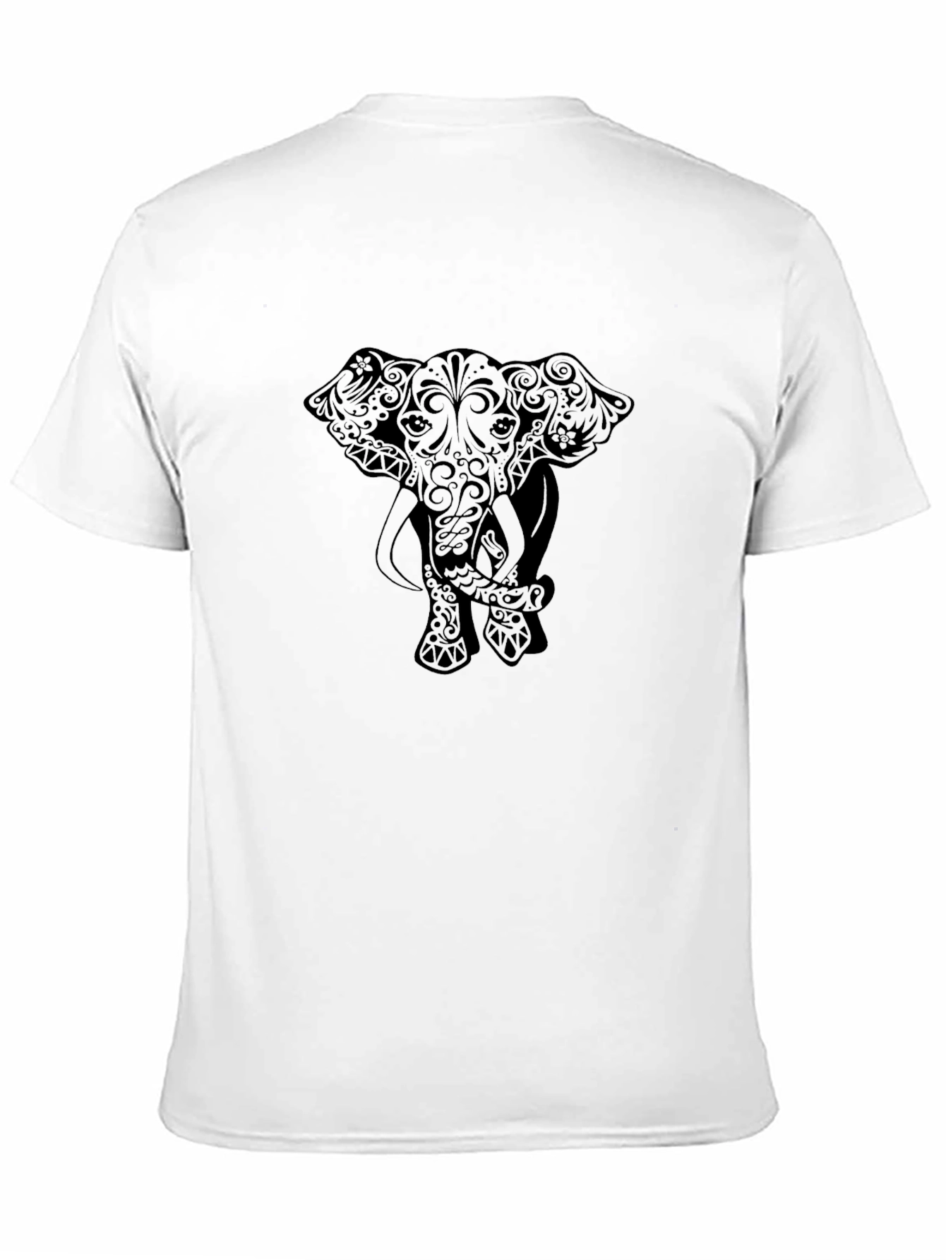 Camiseta Negra con Diseño de Elefante Estilizado