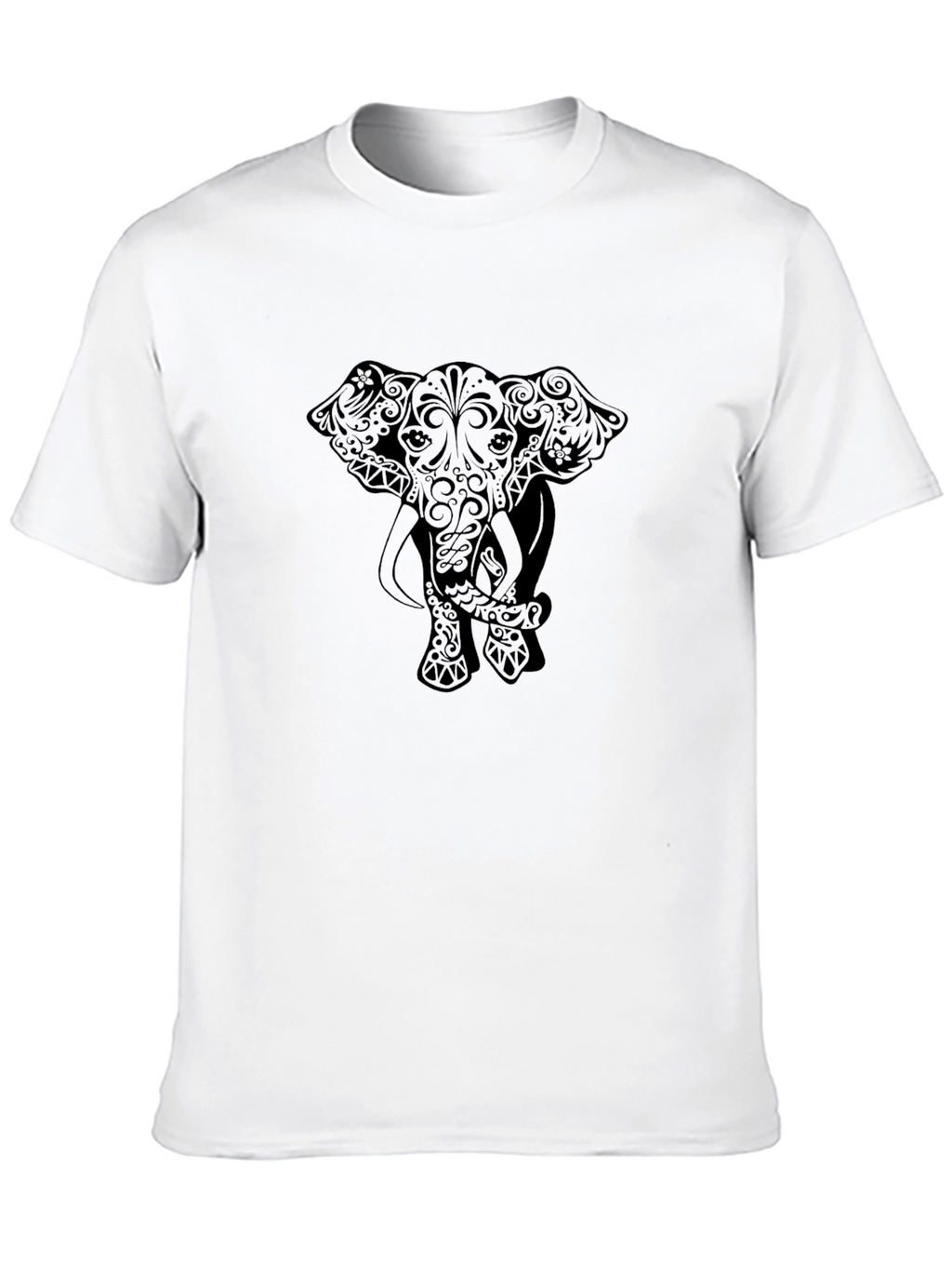 Camiseta Negra con Diseño de Elefante Estilizado
