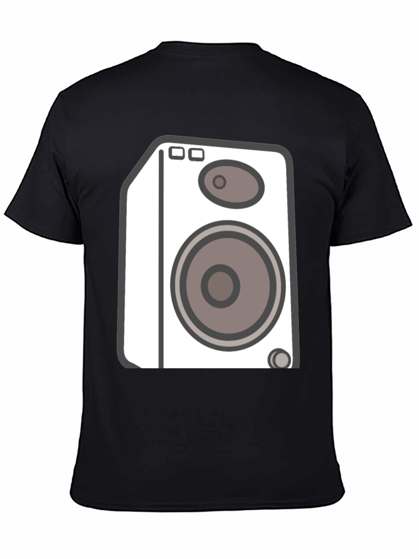 Camiseta Negra con Diseño de Altavoz