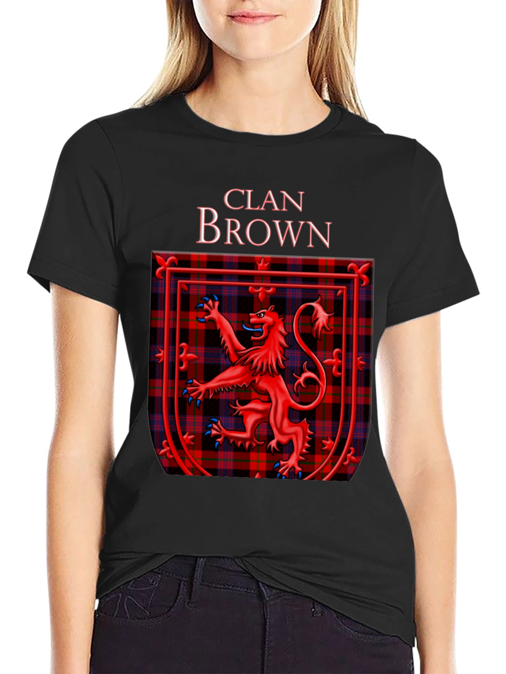 Camiseta Negra Clan Brown Escocés
