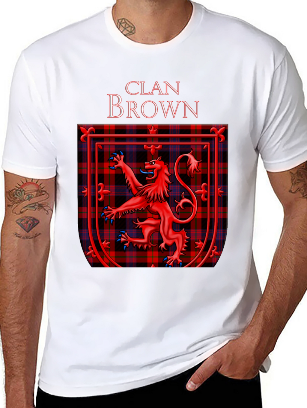 Camiseta Negra Clan Brown Escocés