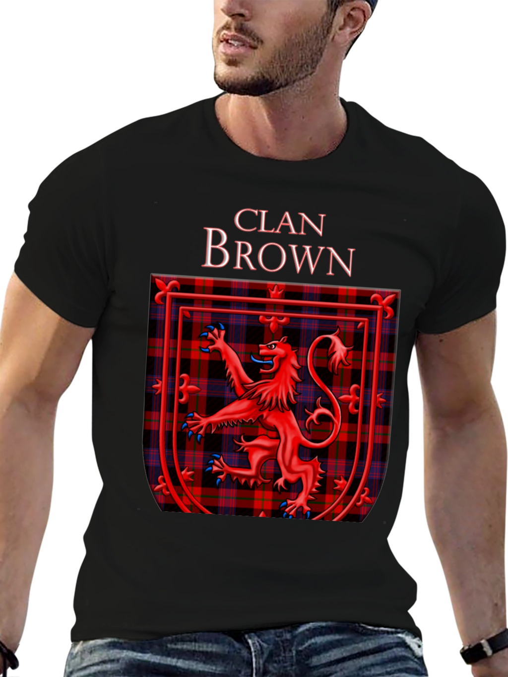 Camiseta Negra Clan Brown Escocés