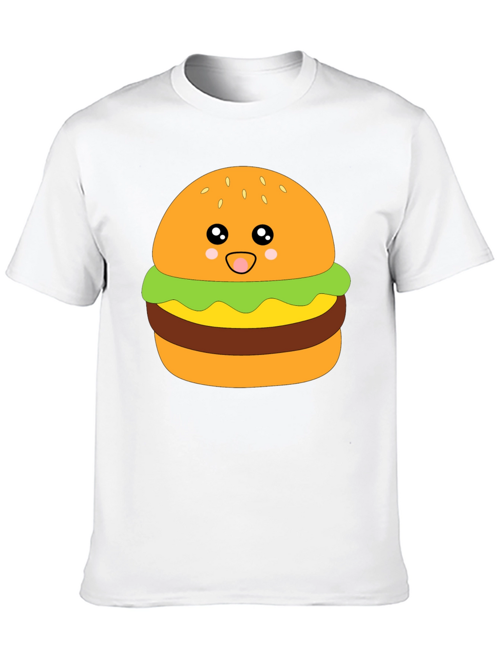 Camiseta Negra con Diseño de Hamburguesa Kawaii