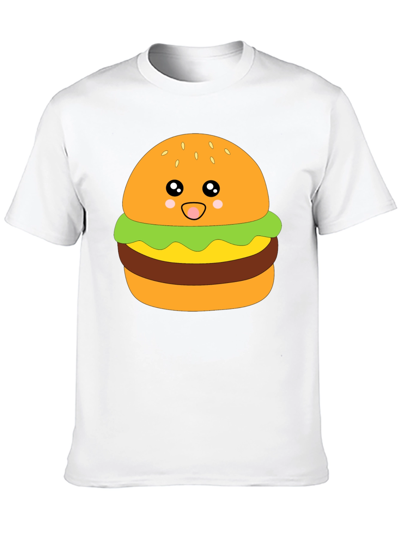 Camiseta Negra con Diseño de Hamburguesa Kawaii