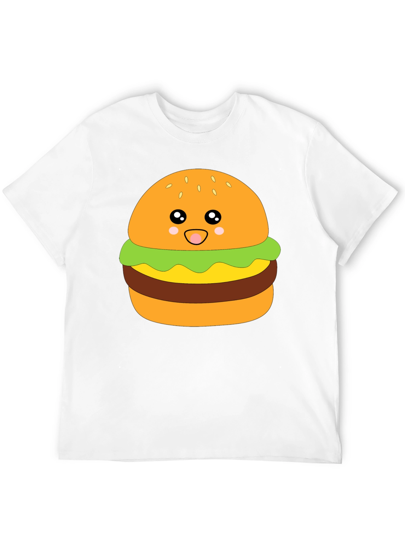 Camiseta Negra con Diseño de Hamburguesa Kawaii
