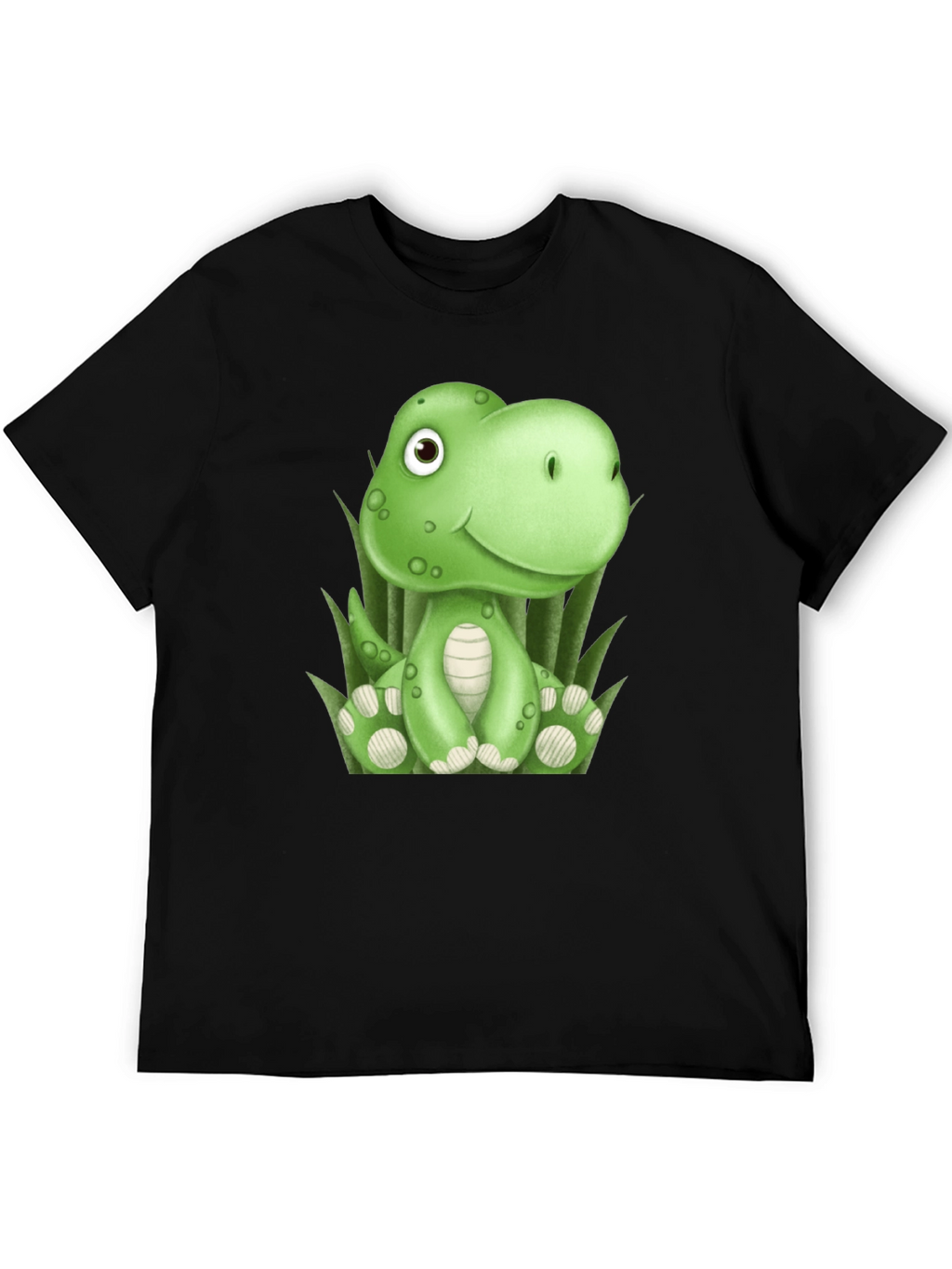 Camiseta Negra con Diseño de Dinosaurio Verde