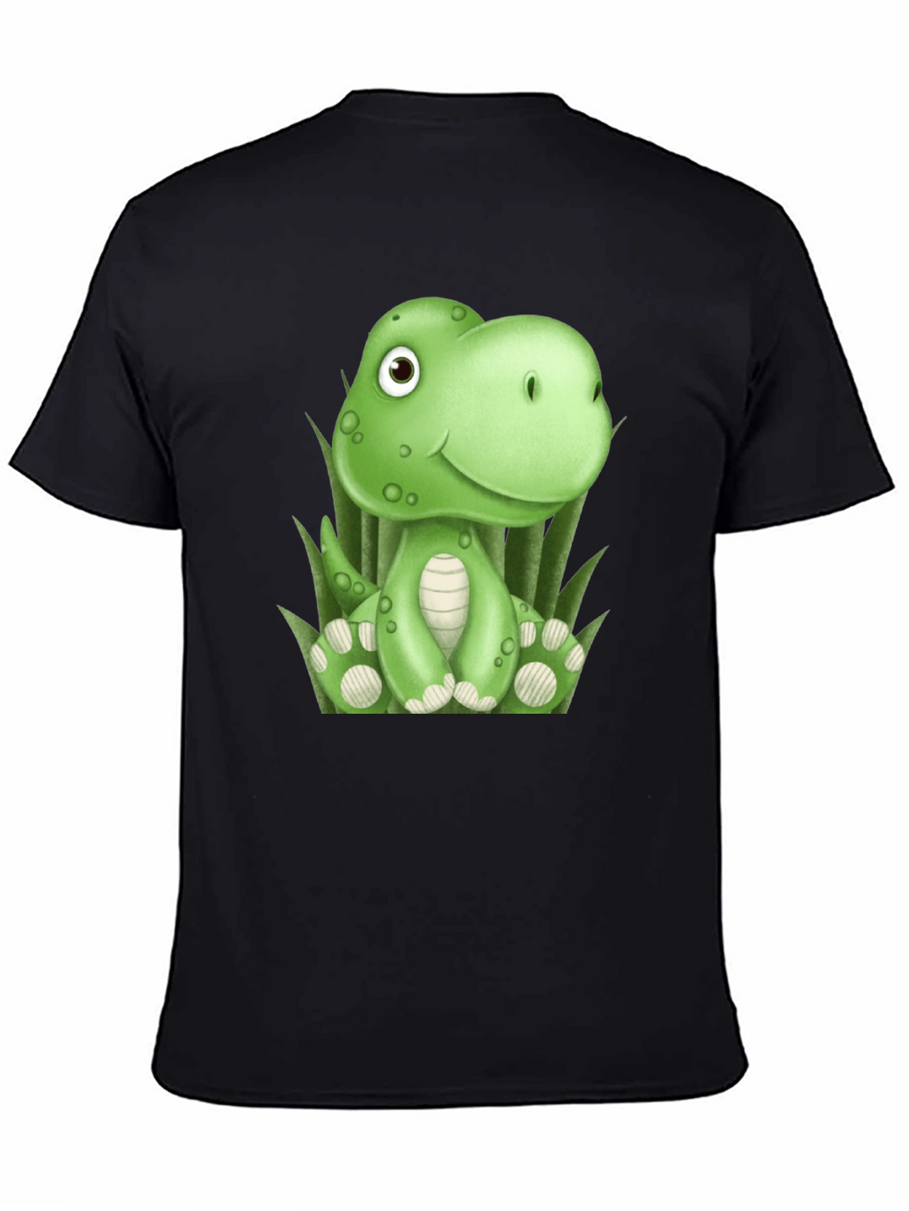 Camiseta Negra con Diseño de Dinosaurio Verde