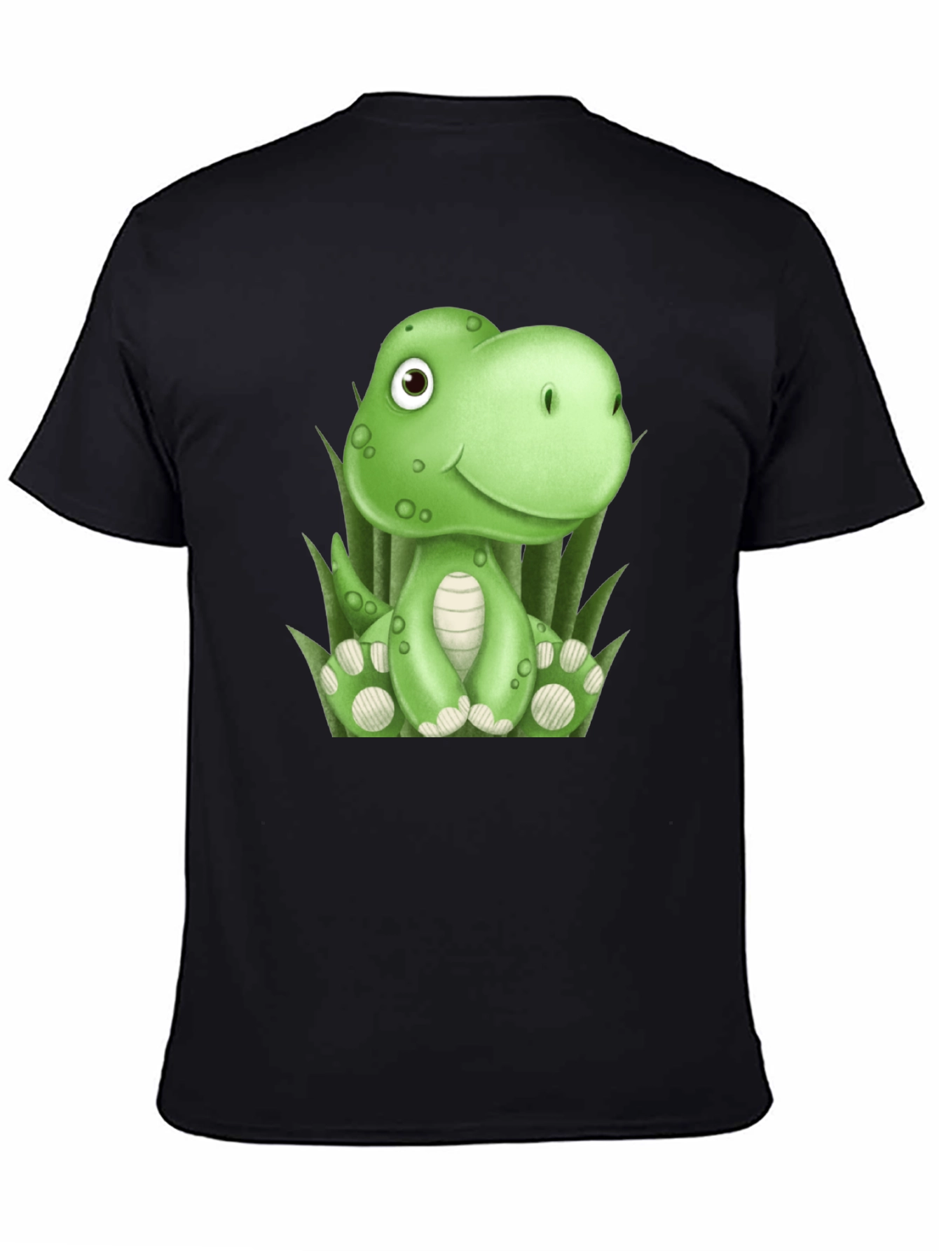 Camiseta Negra con Diseño de Dinosaurio Verde
