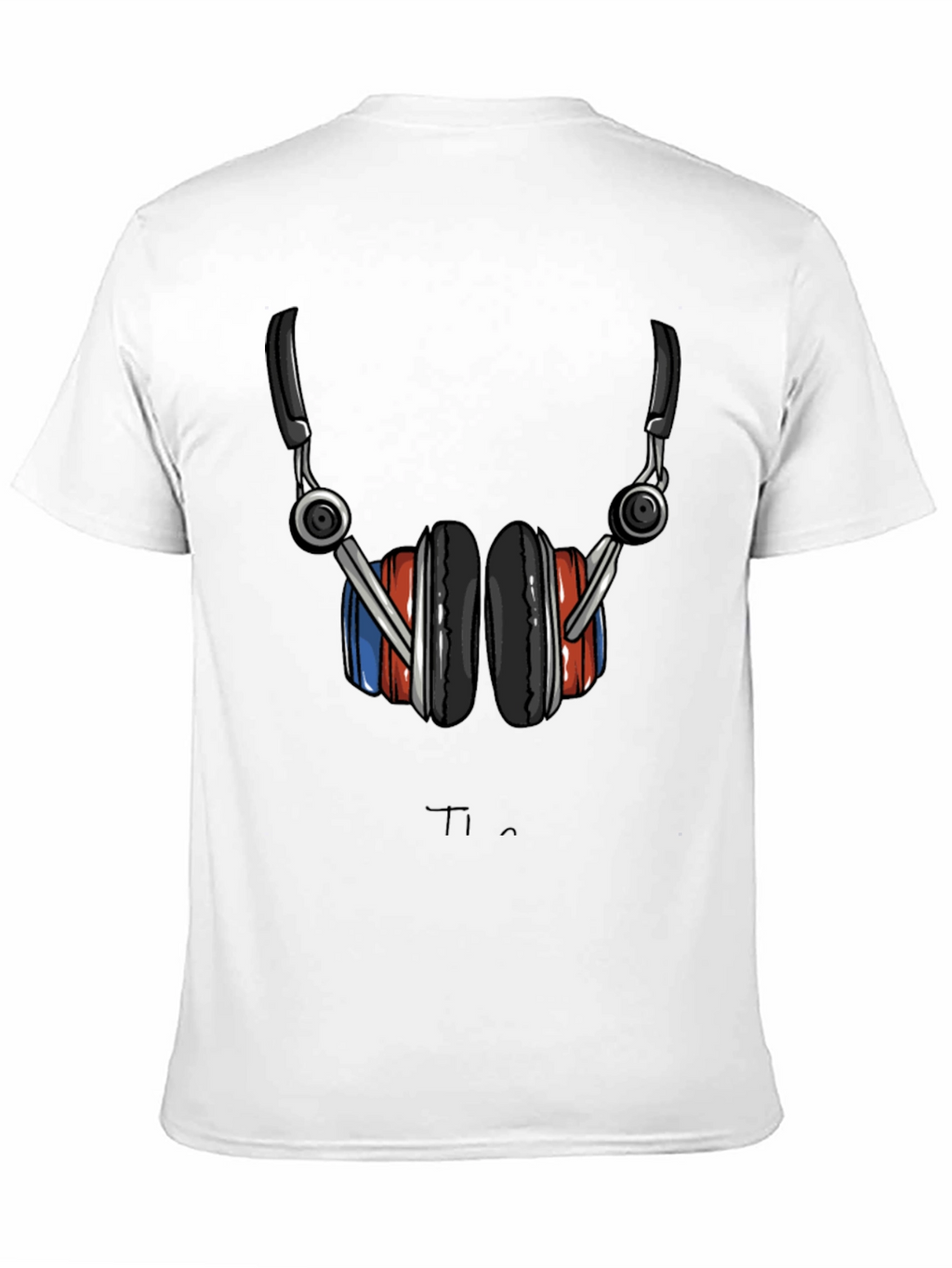 Camiseta Negra con Diseño de Audífonos Estilizados