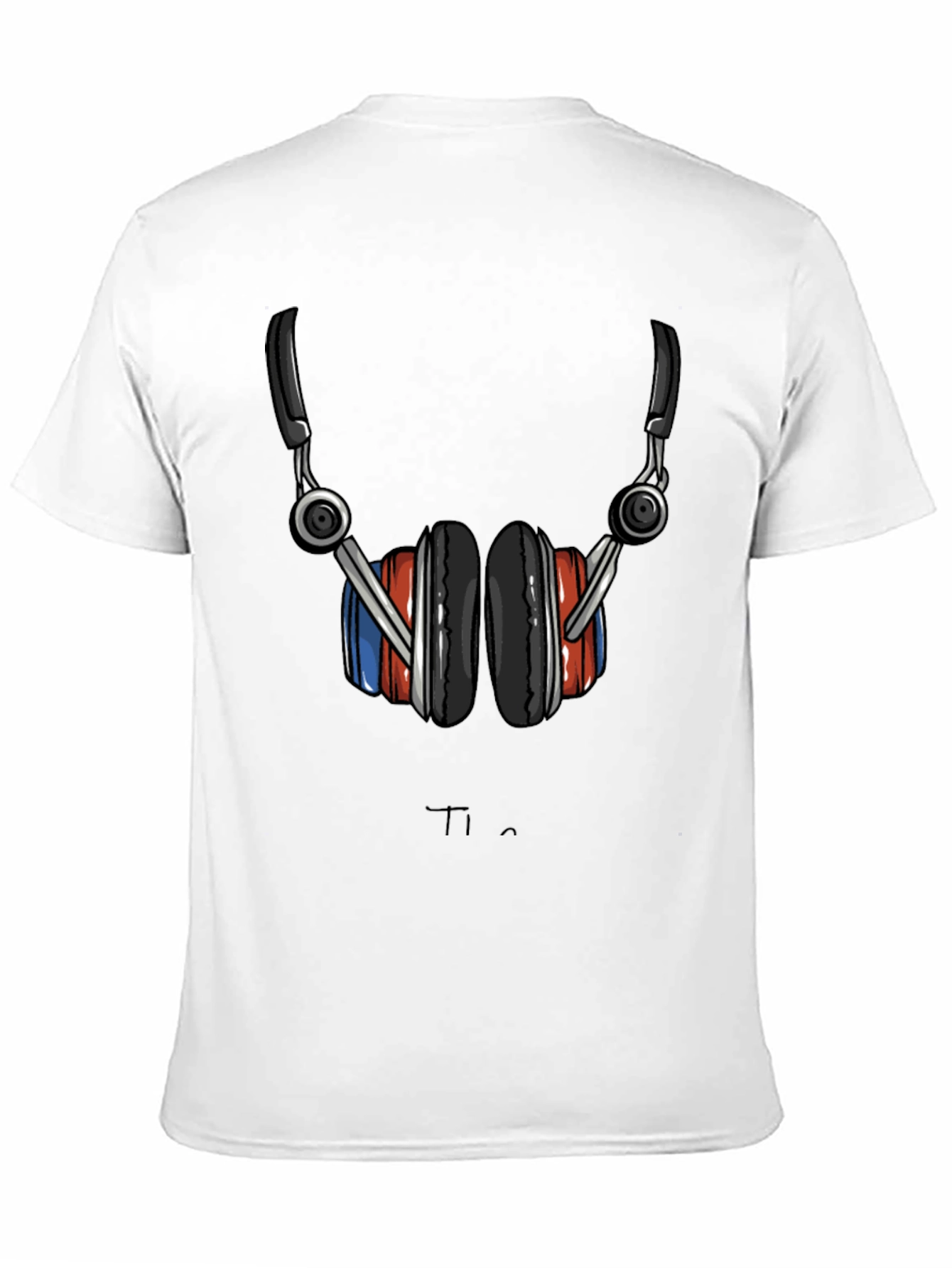 Camiseta Negra con Diseño de Audífonos Estilizados