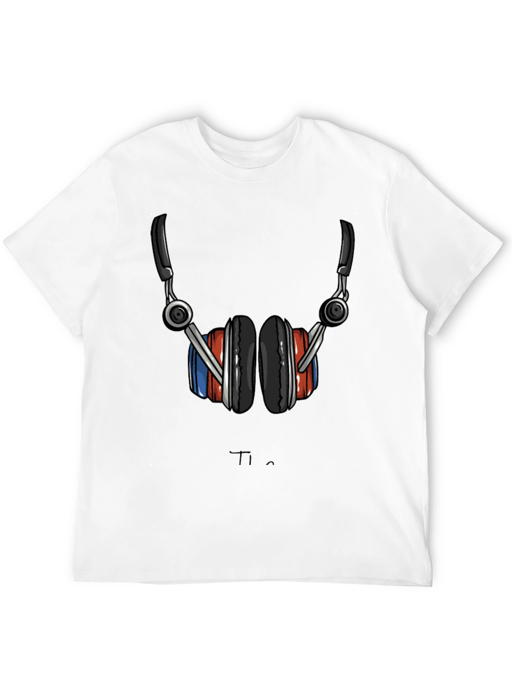 Camiseta Negra con Diseño de Audífonos Estilizados