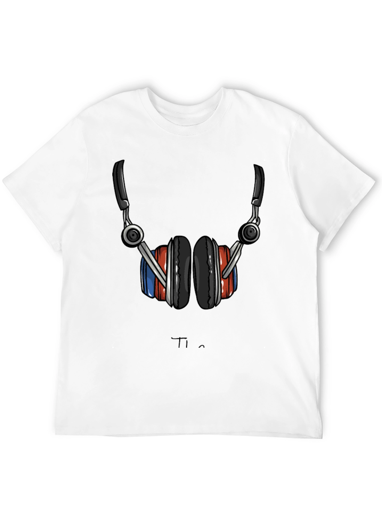 Camiseta Negra con Diseño de Audífonos Estilizados