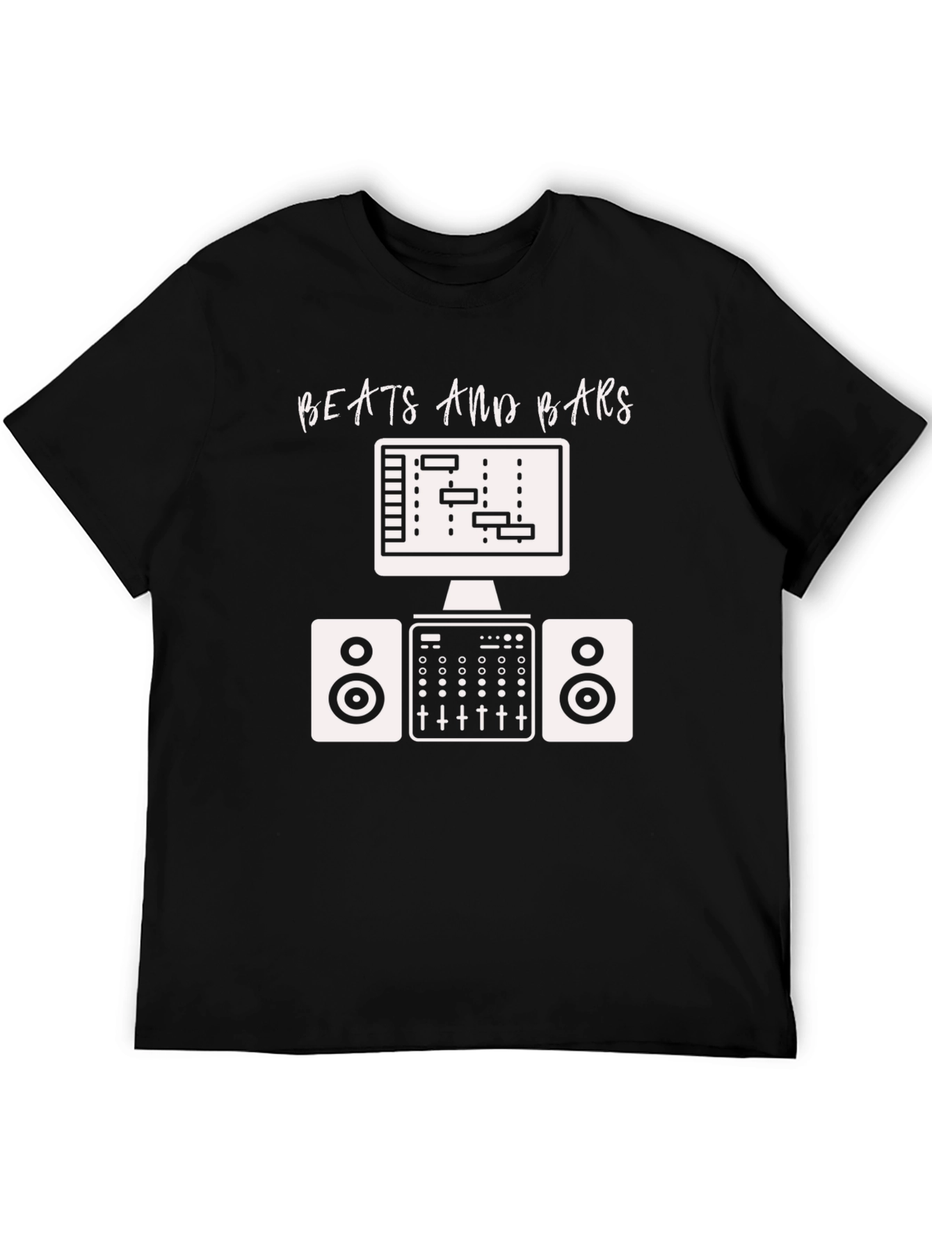 Camiseta Negra Beats and Bars Música Producción