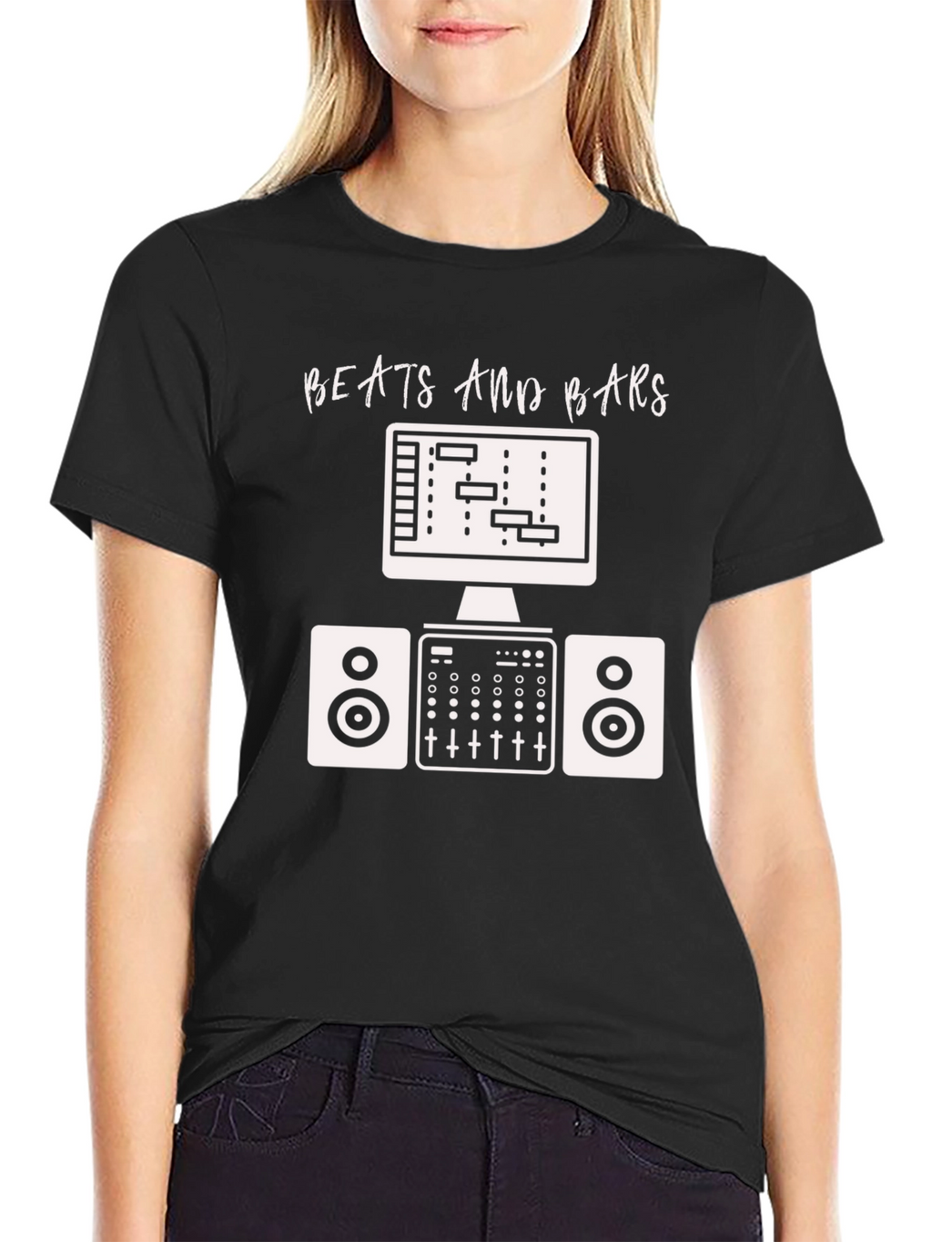 Camiseta Negra Beats and Bars Música Producción