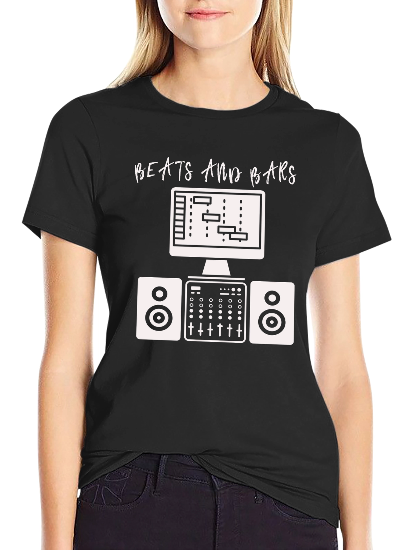 Camiseta Negra Beats and Bars Música Producción