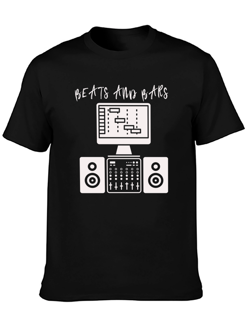 Camiseta Negra Beats and Bars Música Producción