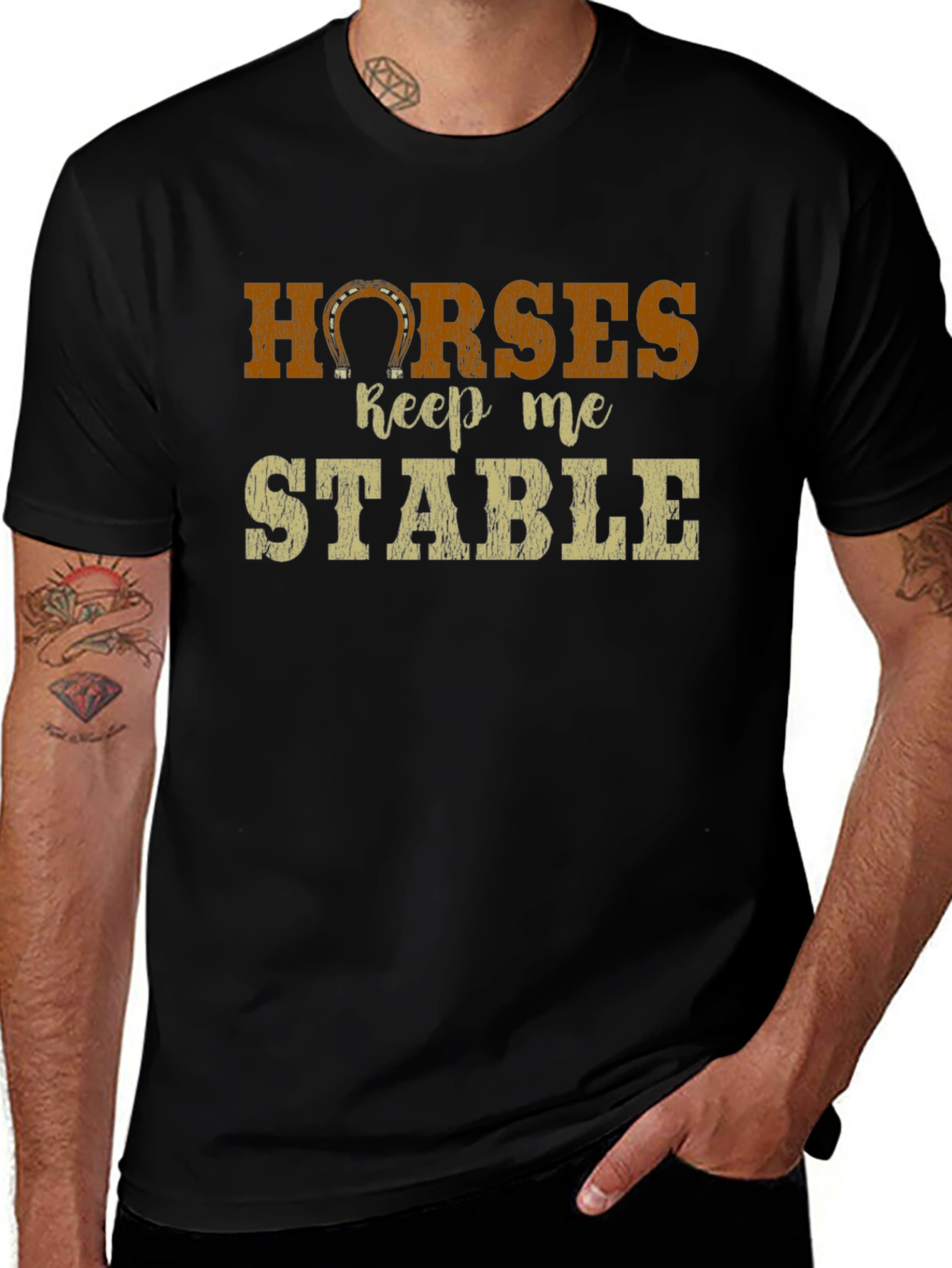 Camiseta Horses Keep Me Stable para Amantes de Caballos