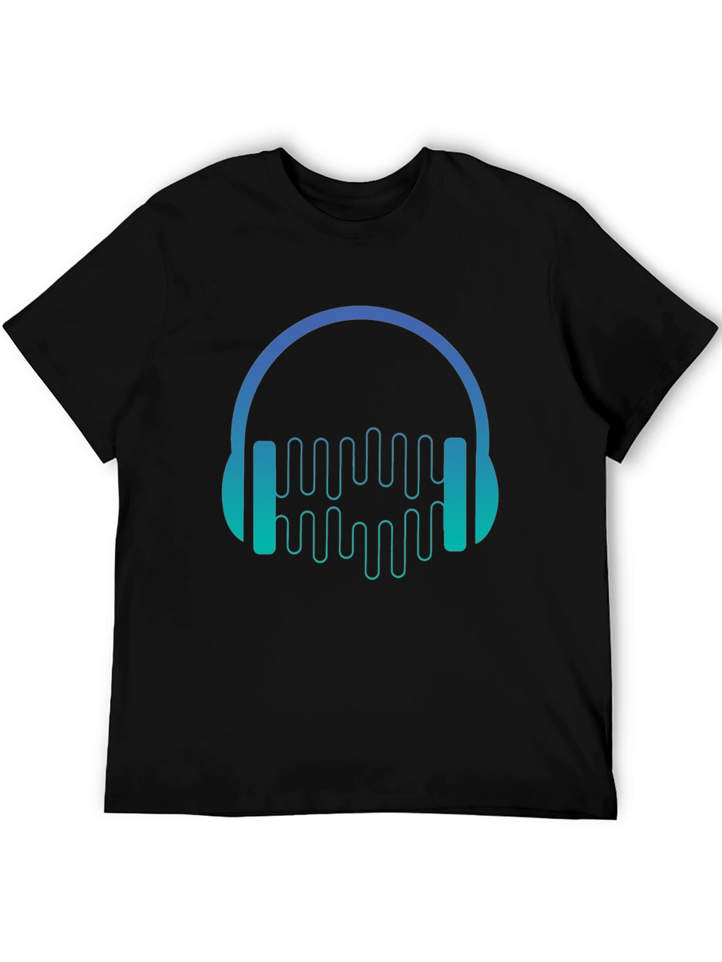Camiseta Negra con Diseño de Auriculares Musicales