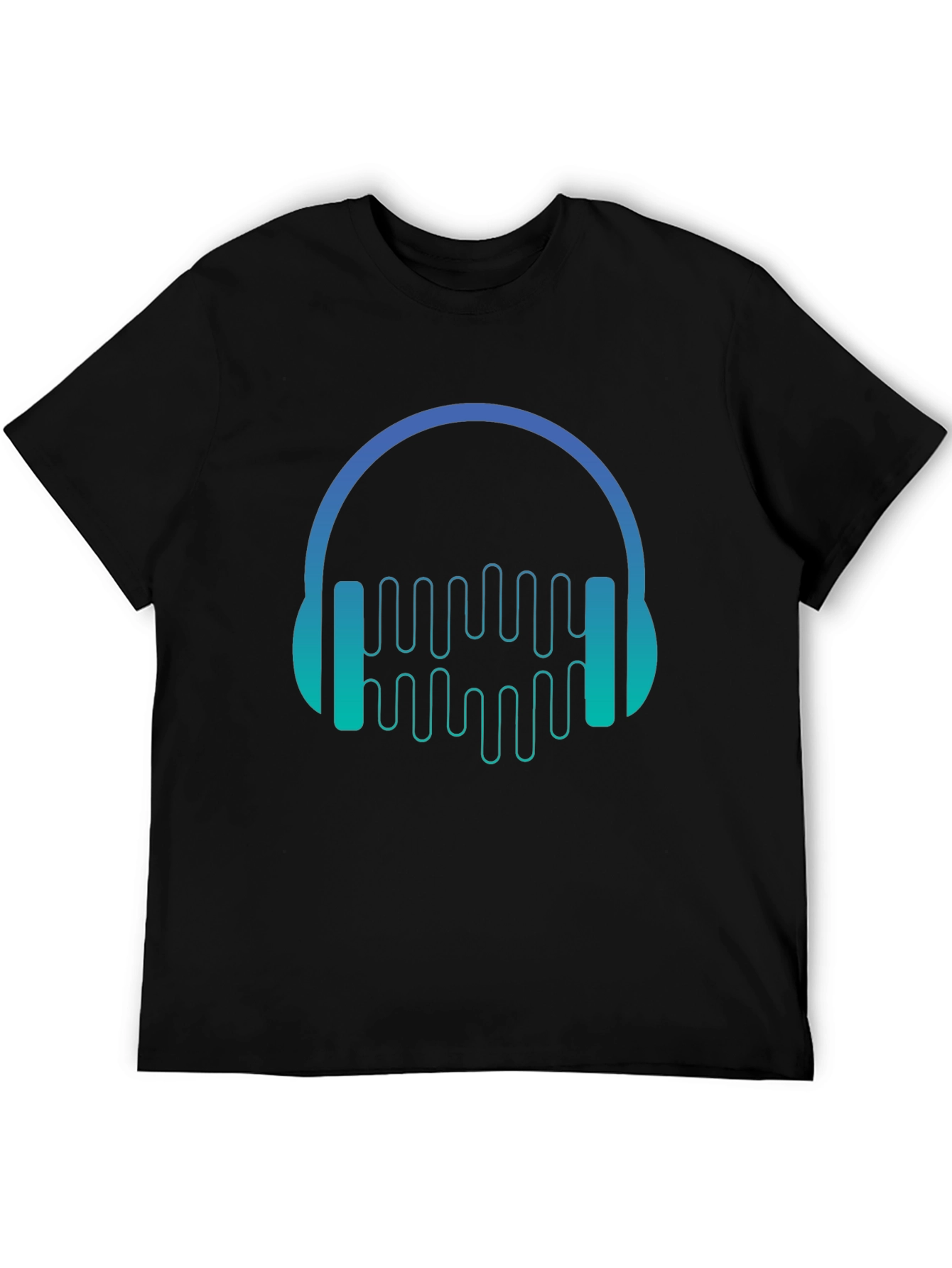 Camiseta Negra con Diseño de Auriculares Musicales