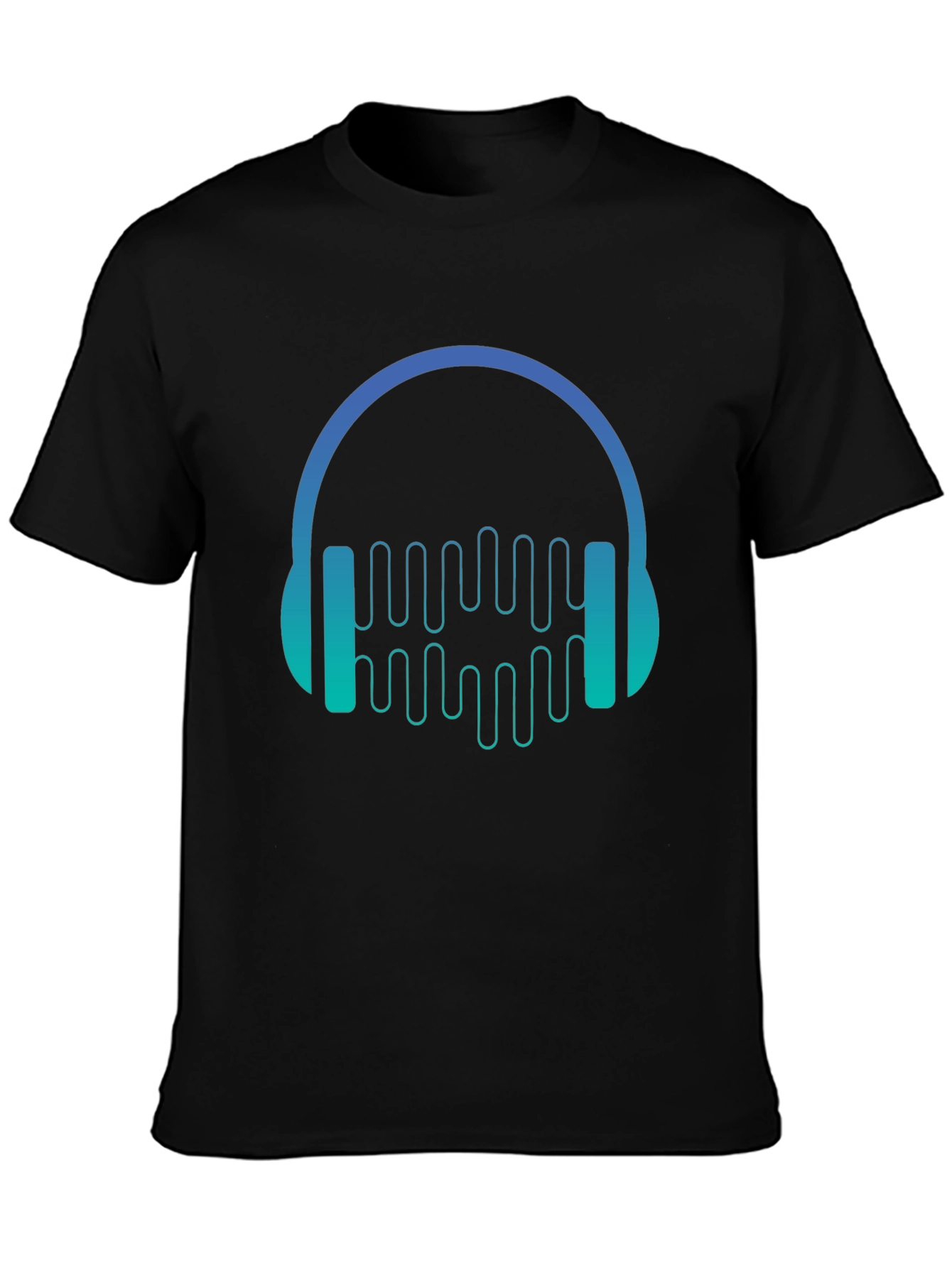 Camiseta Negra con Diseño de Auriculares Musicales