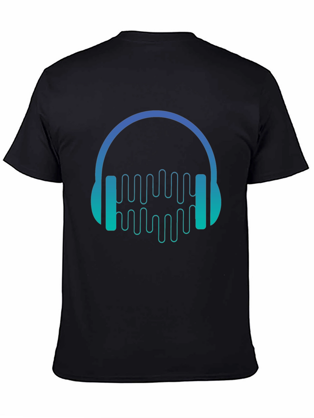 Camiseta Negra con Diseño de Auriculares Musicales