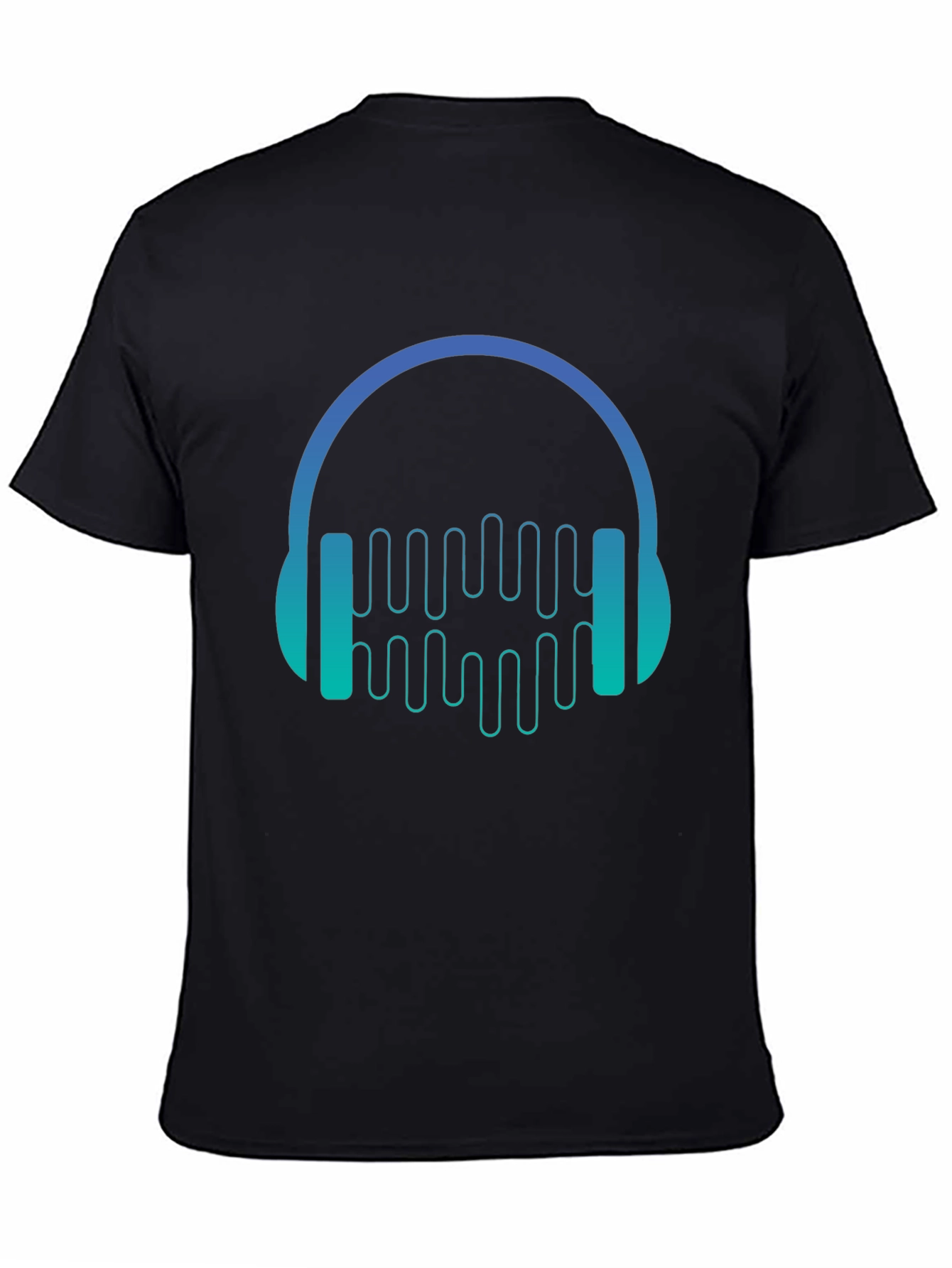 Camiseta Negra con Diseño de Auriculares Musicales