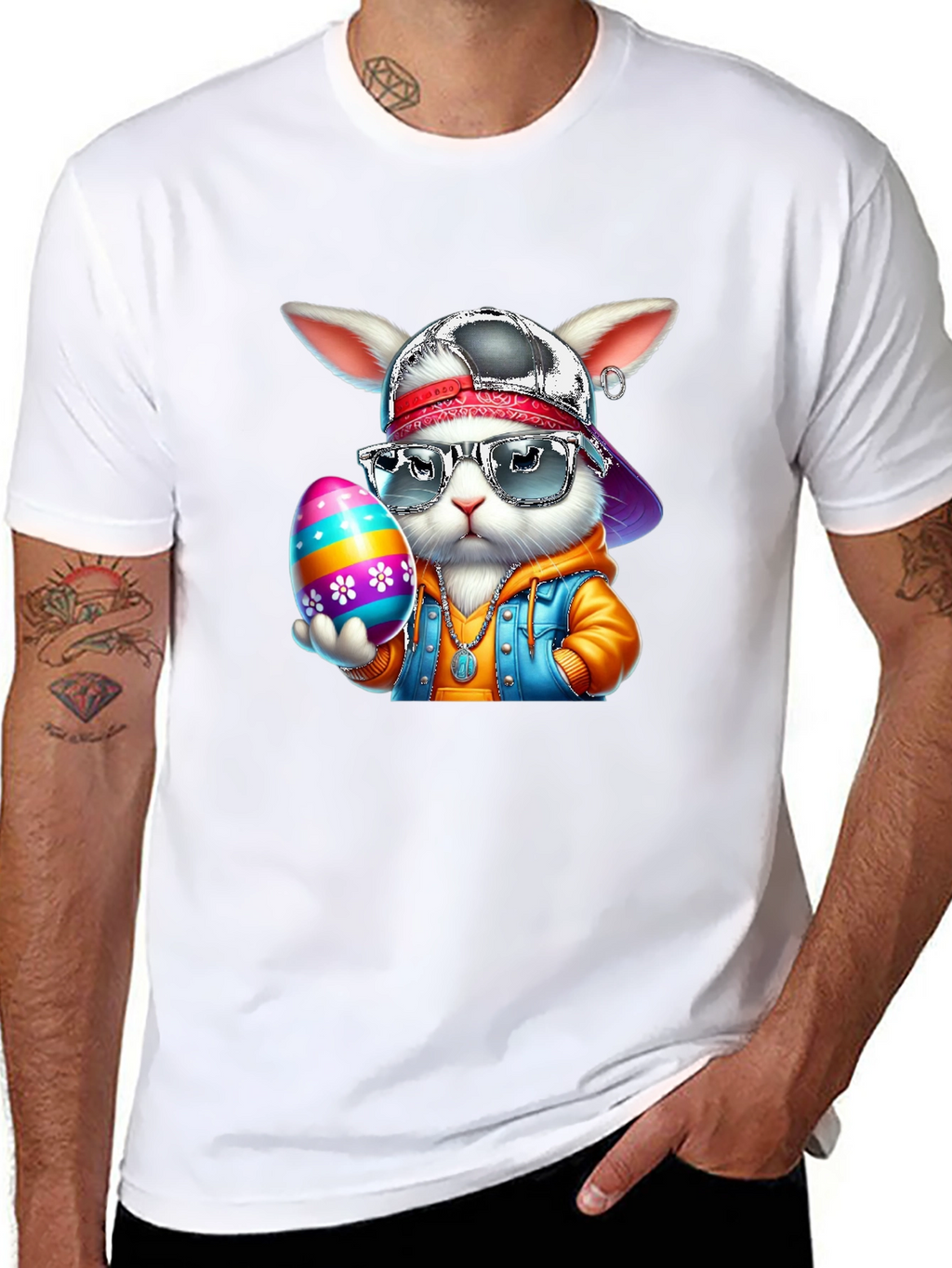 Camiseta Conejo Hipster con Huevo de Pascua