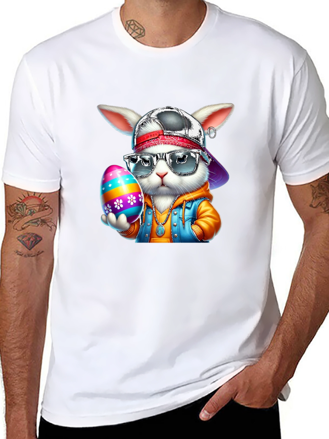 Camiseta Conejo Hipster con Huevo de Pascua