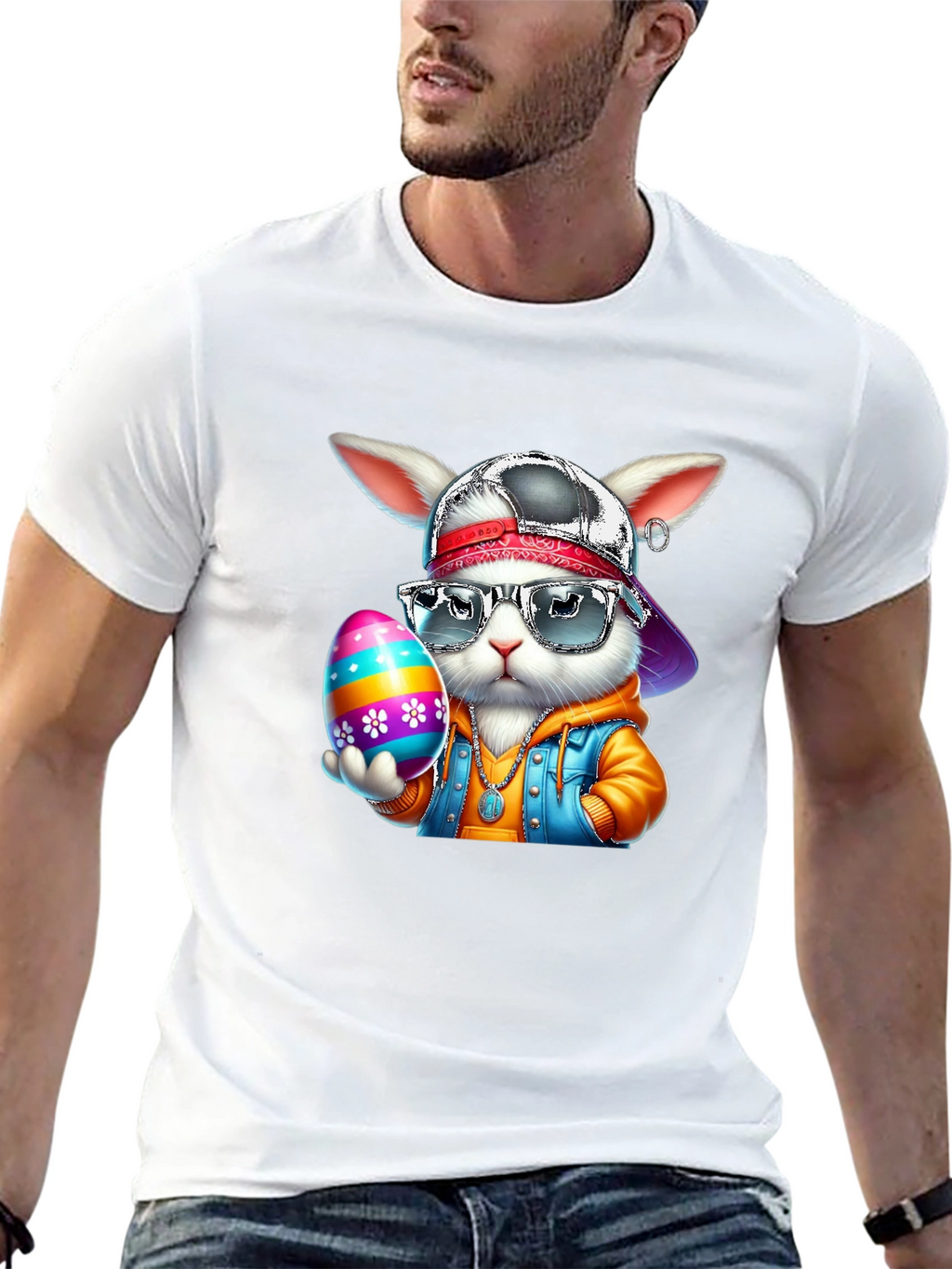 Camiseta Conejo Hipster con Huevo de Pascua