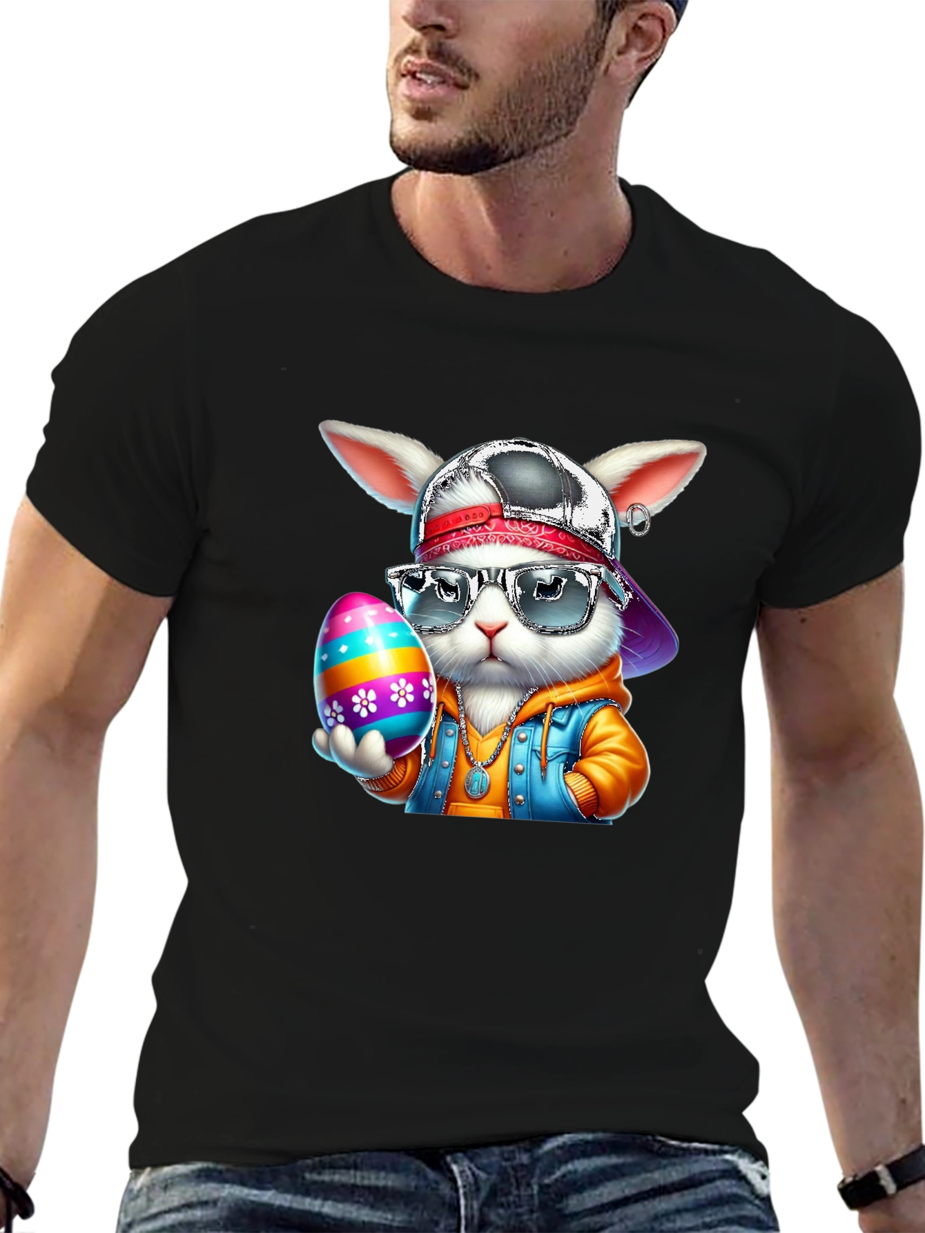 Camiseta Conejo Hipster con Huevo de Pascua