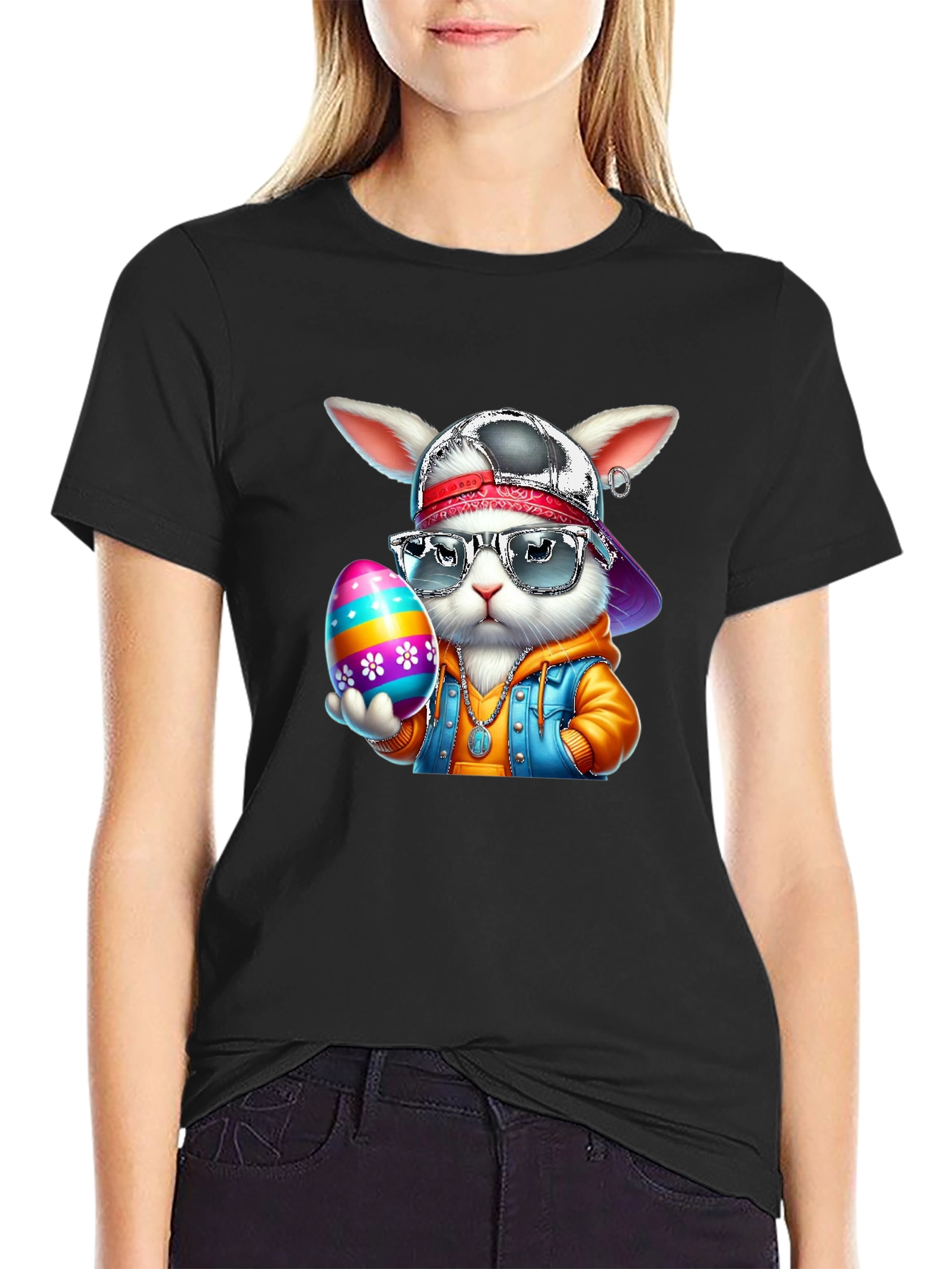 Camiseta Conejo Hipster con Huevo de Pascua