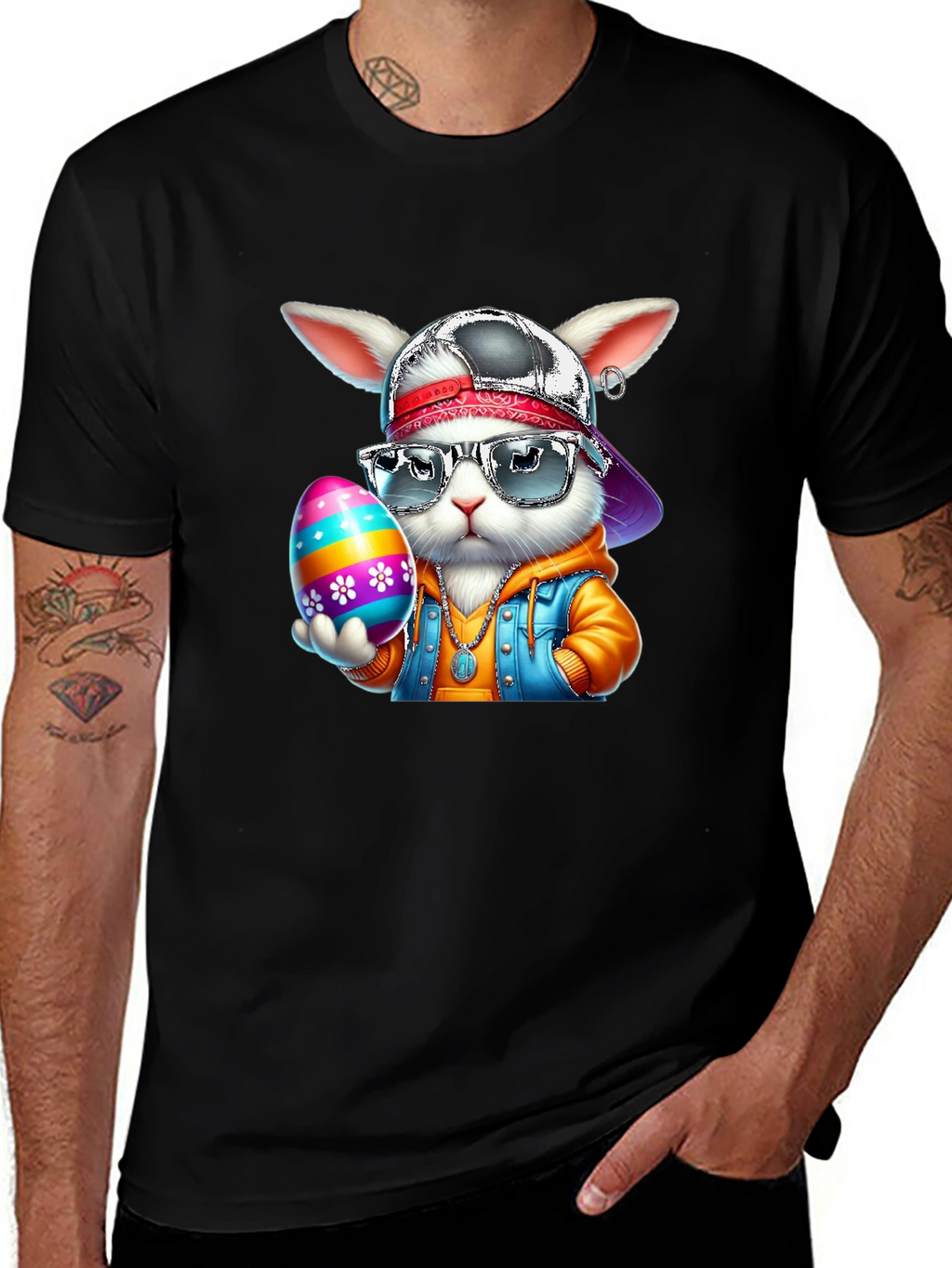 Camiseta Conejo Hipster con Huevo de Pascua