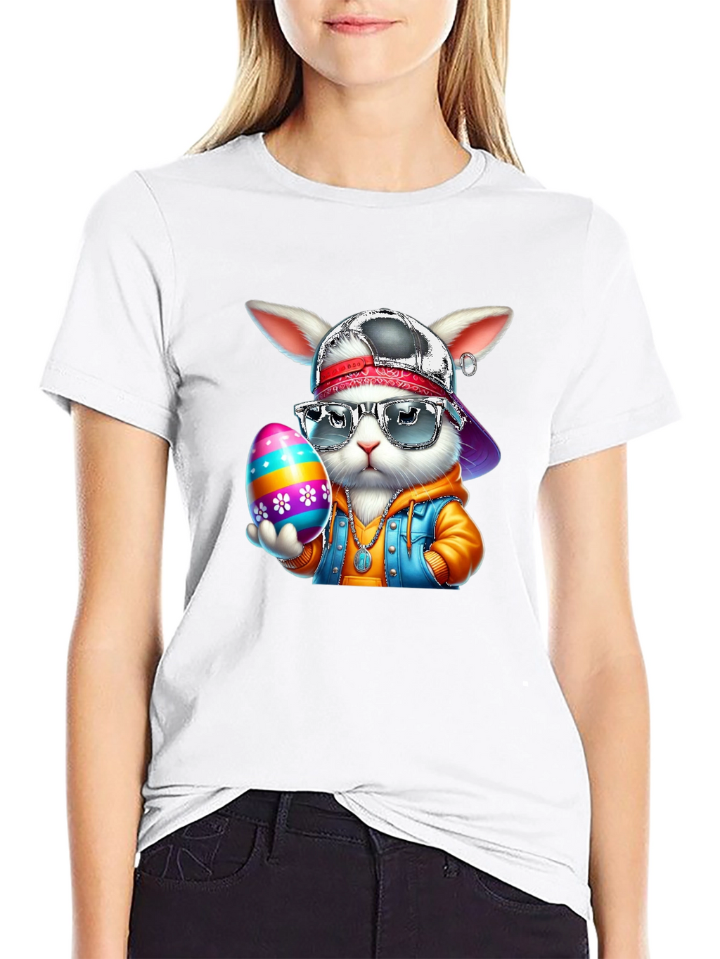 Camiseta Conejo Hipster con Huevo de Pascua