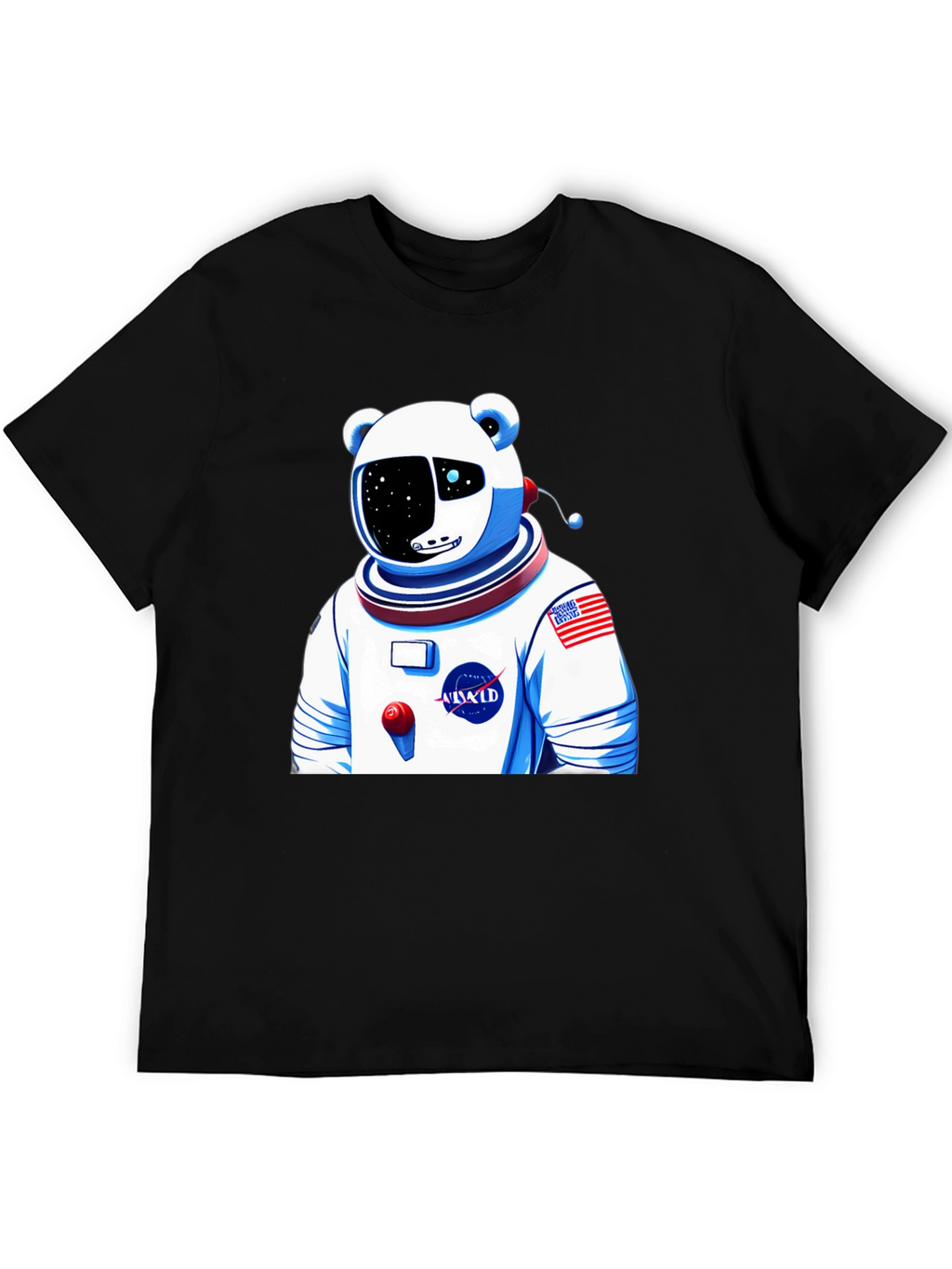 Camiseta Negra con Diseño Astronauta Oso Polar