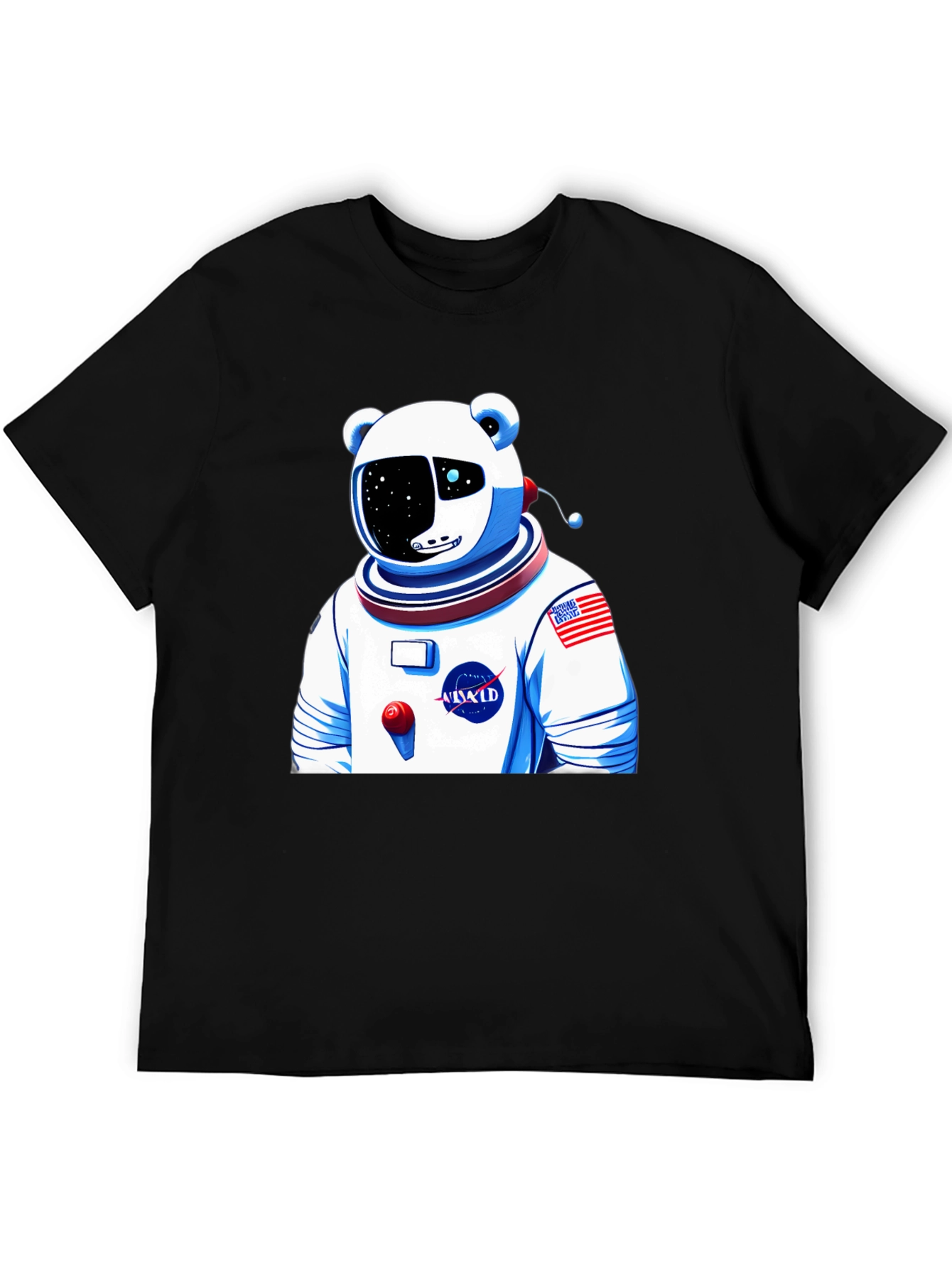 Camiseta Negra con Diseño Astronauta Oso Polar