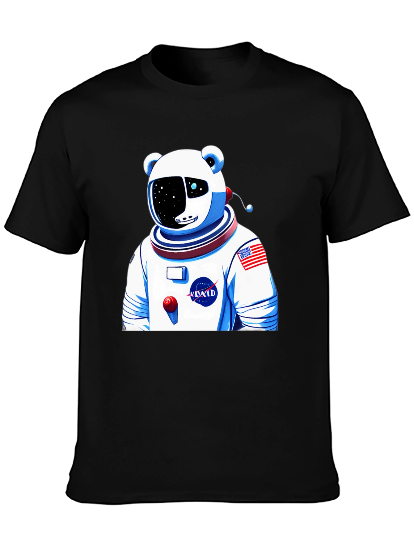 Camiseta Negra con Diseño Astronauta Oso Polar