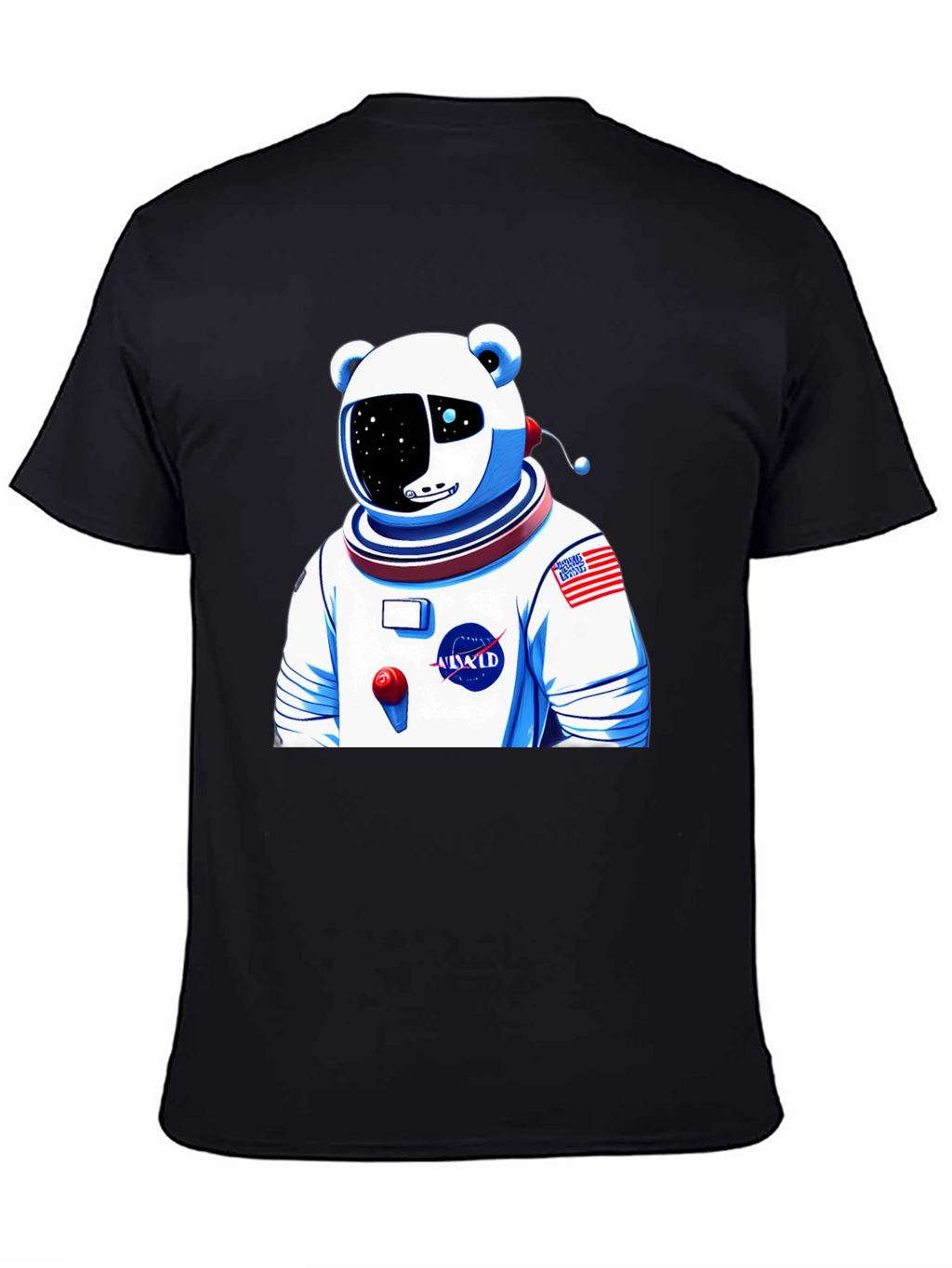 Camiseta Negra con Diseño Astronauta Oso Polar