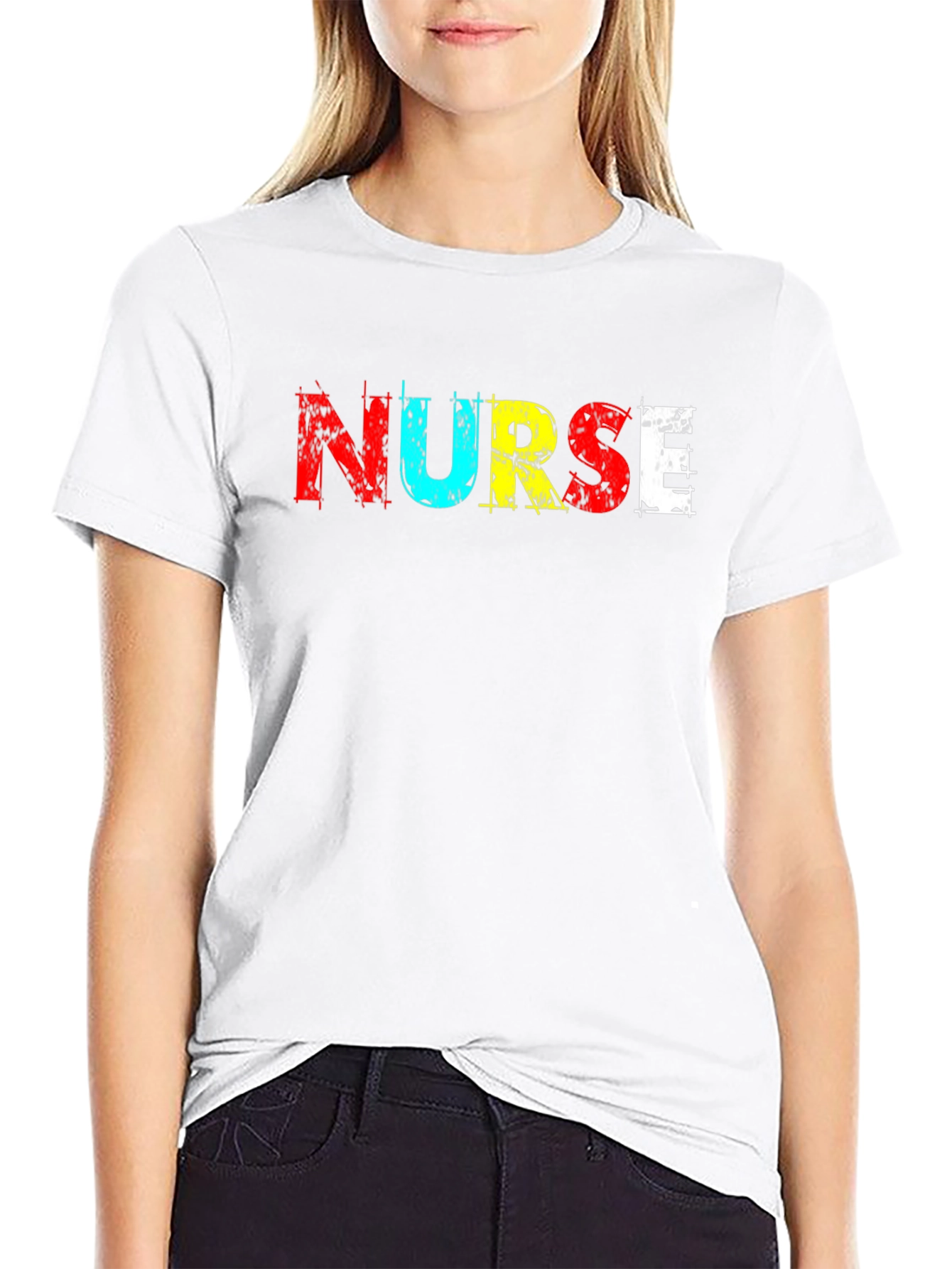 Camiseta Negra NURSE Colorida