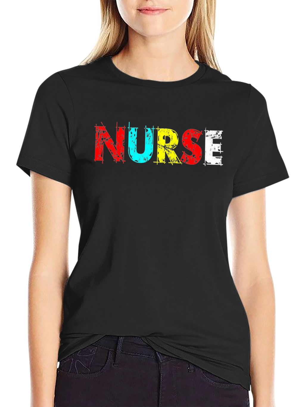 Camiseta Negra NURSE Colorida