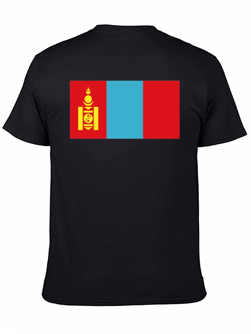 Camiseta Negra con Bandera de Mongolia