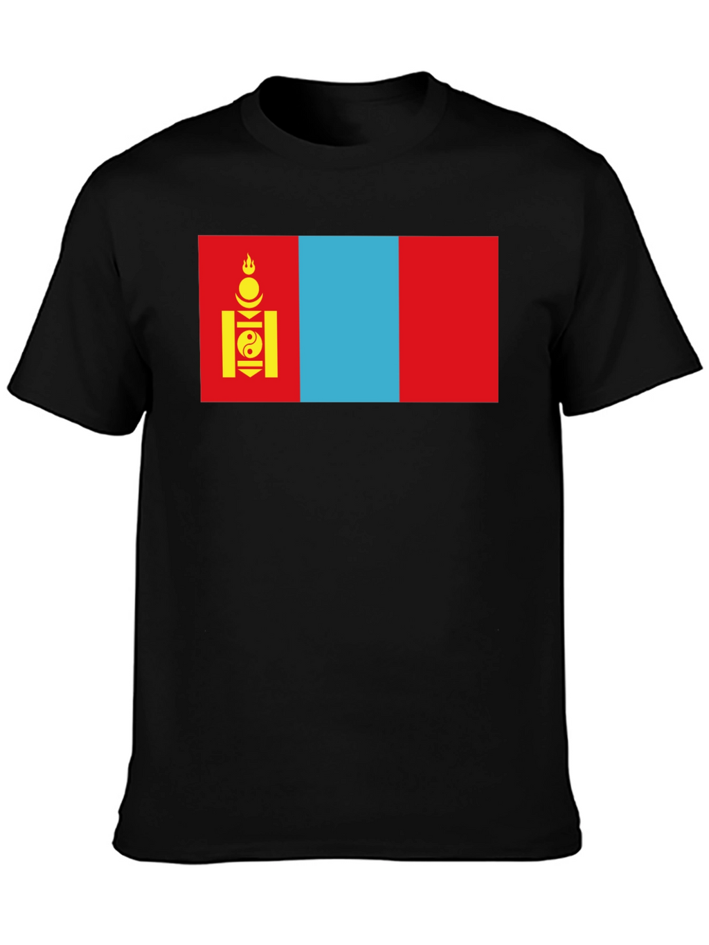 Camiseta Negra con Bandera de Mongolia